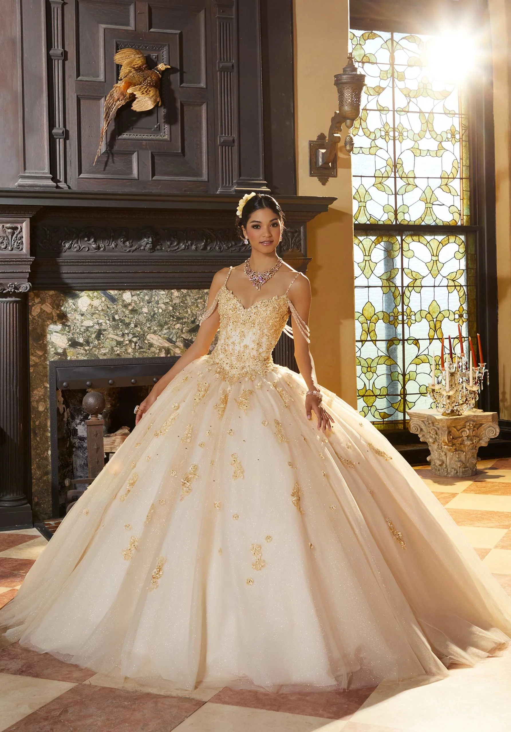 Floral Lace Quinceañera Dress with Three-Dimensional Appliqués - Image 5