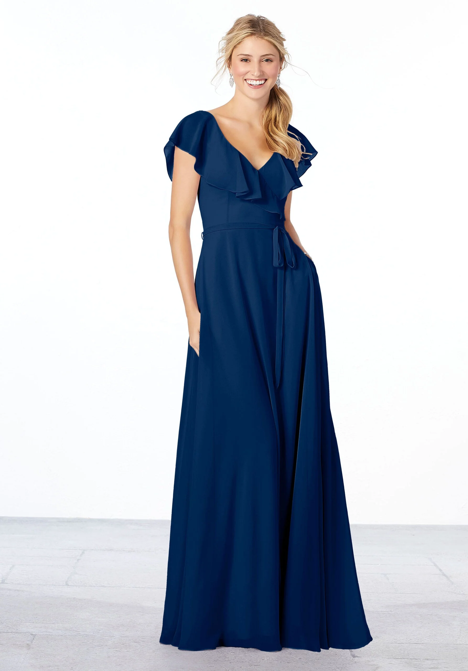 Flutter Sleeve Chiffon Bridesmaid Dress - Image 11