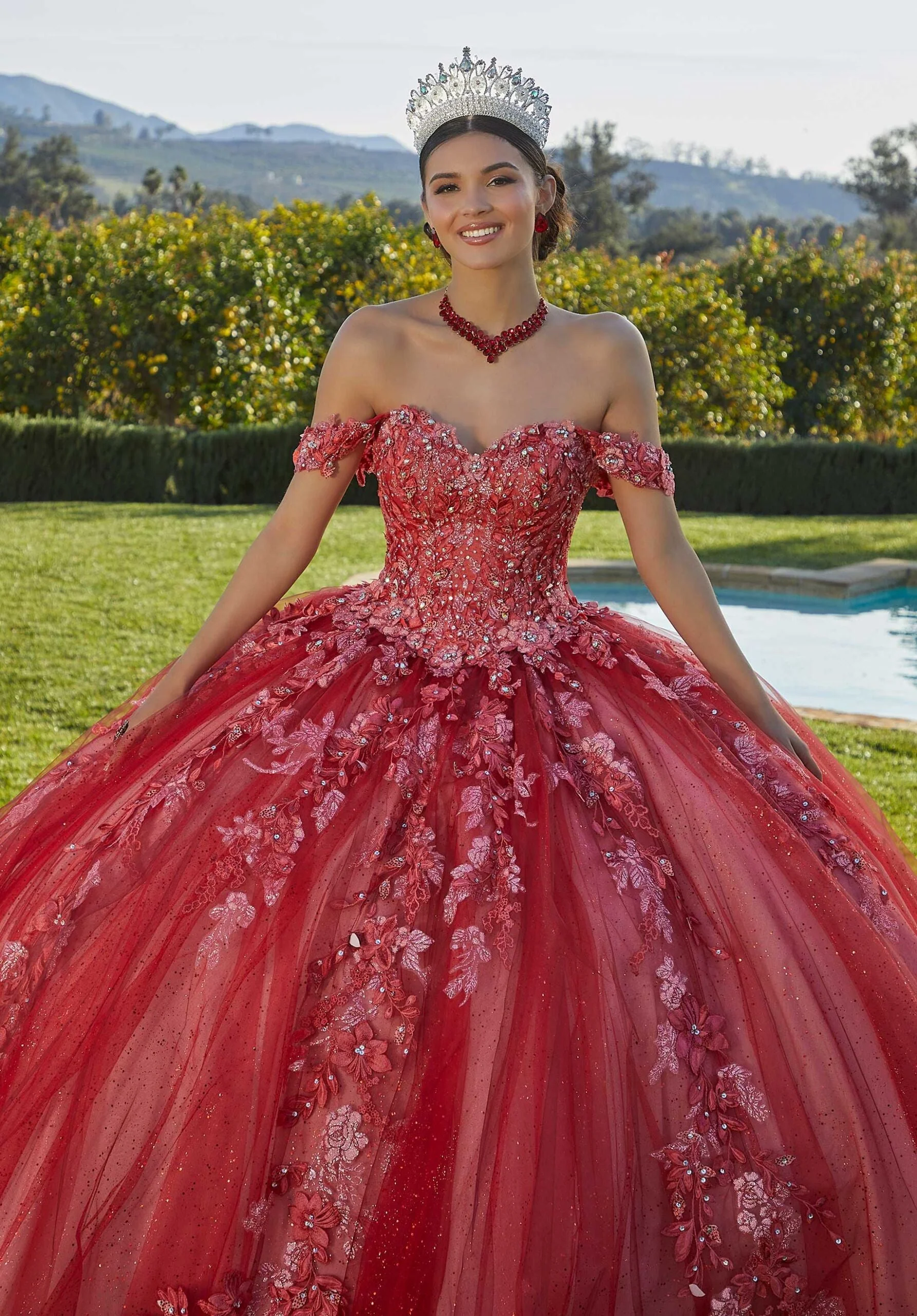 Glitter Embroidered Sparkle Tulle Quinceañera Dress - Image 7