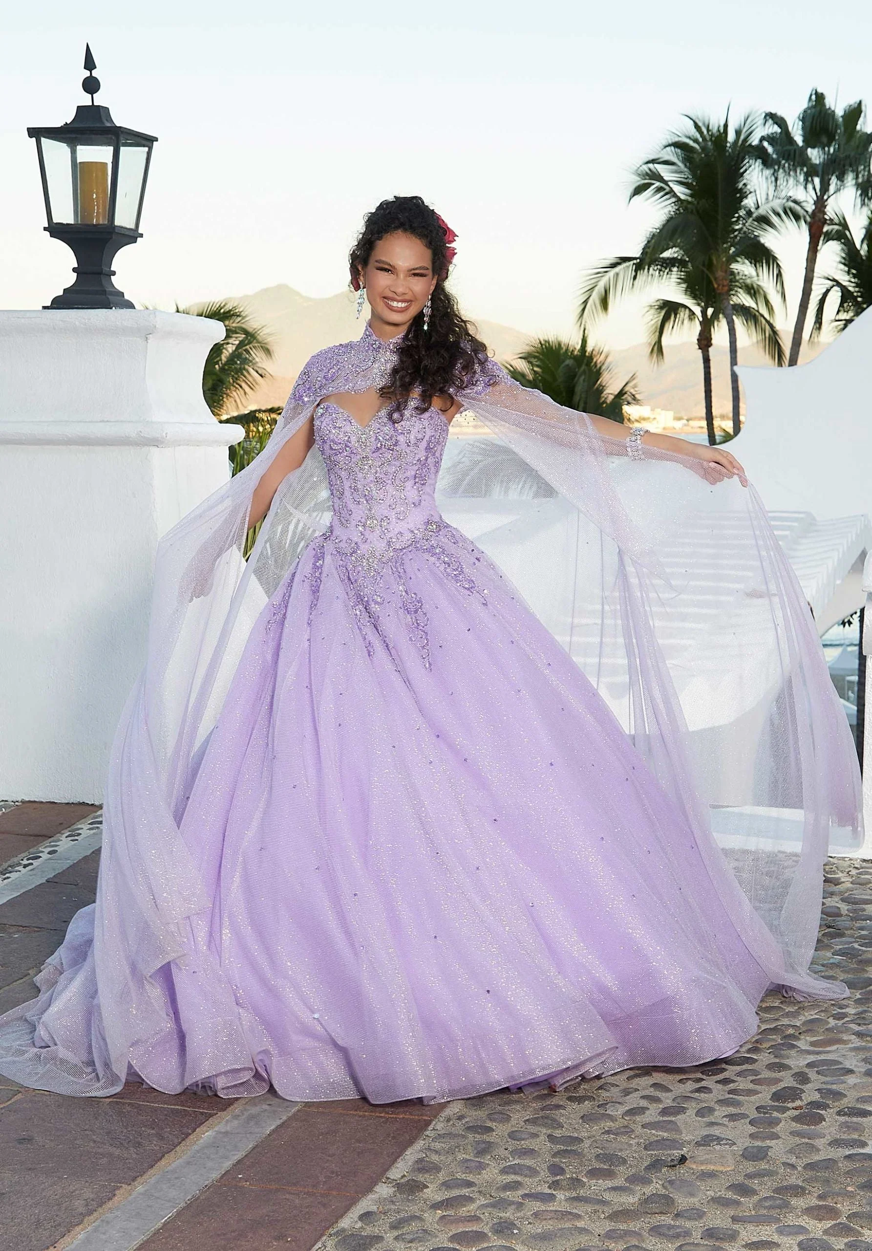 Glitter Tulle Cape with Sparkle Embroidery - Image 3