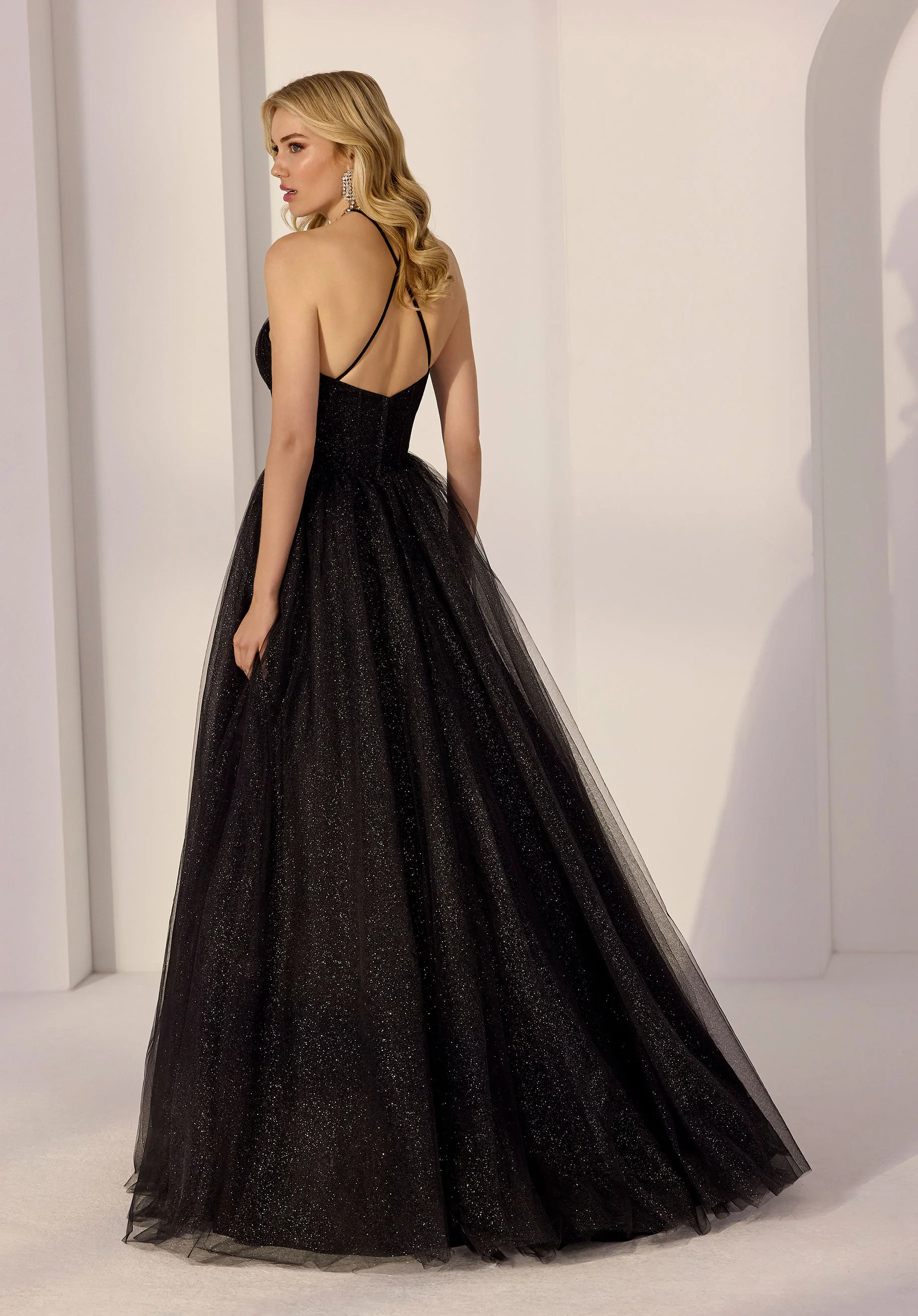 Halter Neck Glitter Tulle Party Dress with Chrome Heart - Image 7