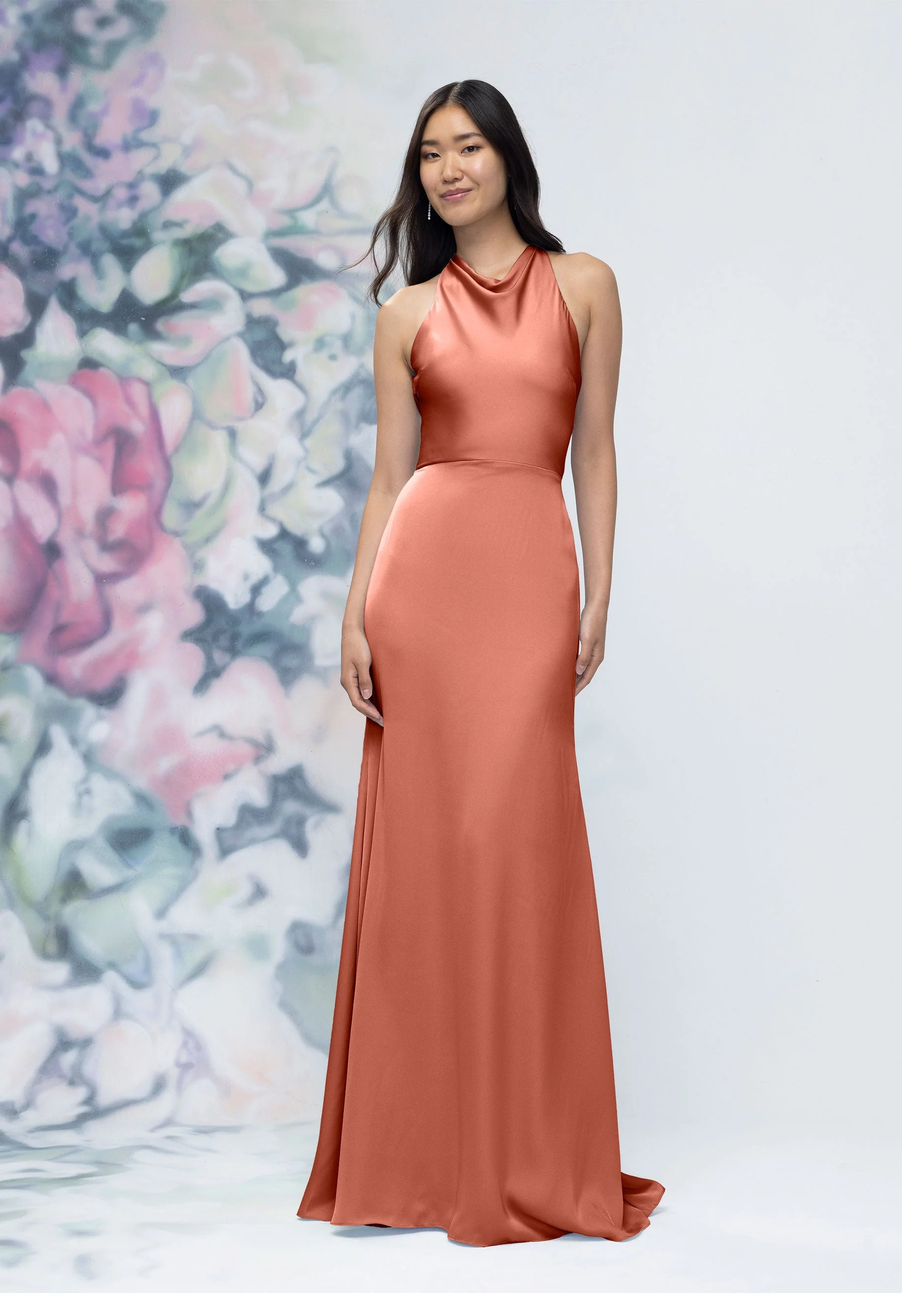 Halter Neck Open Tie Back Luxe Satin Bridesmaid Dress - Image 19