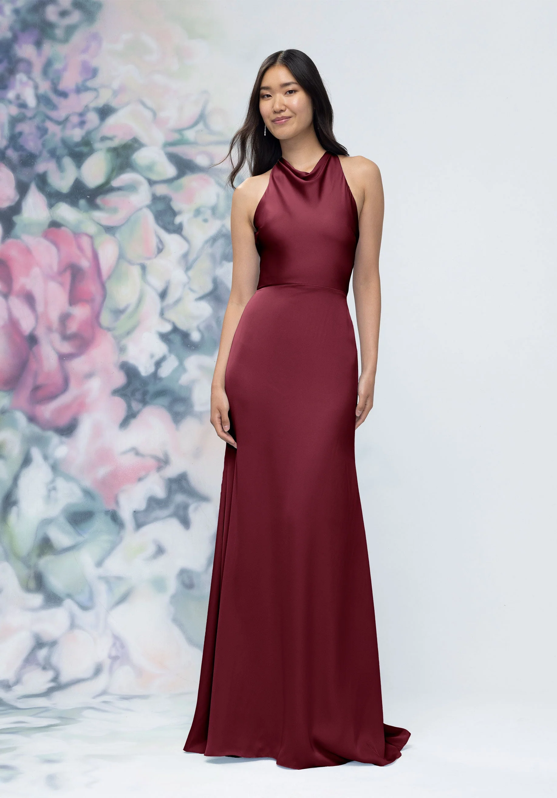 Halter Neck Open Tie Back Luxe Satin Bridesmaid Dress - Image 7