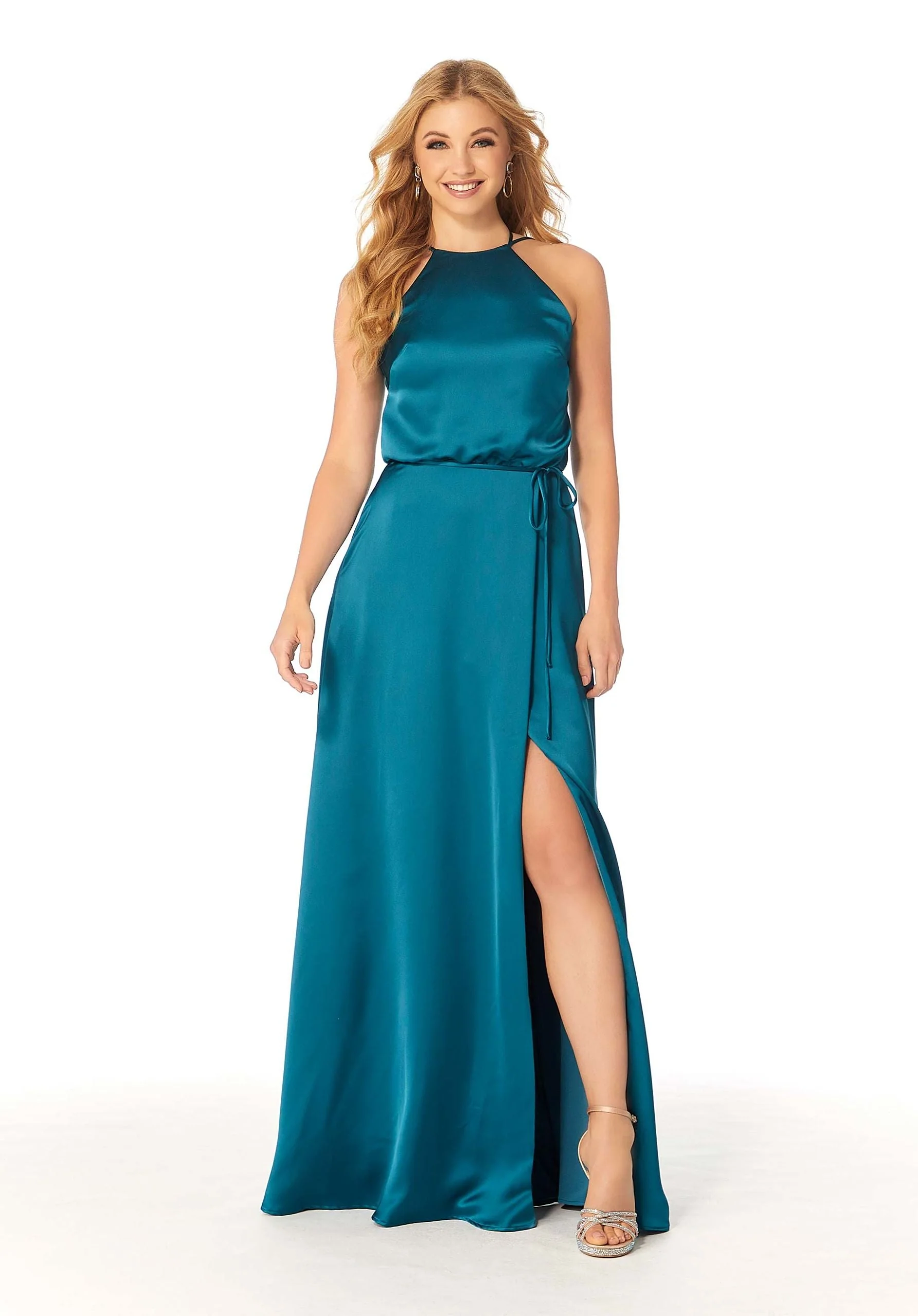 Halter Neck Silky Satin Bridesmaid Dress with Strappy Back - Image 17