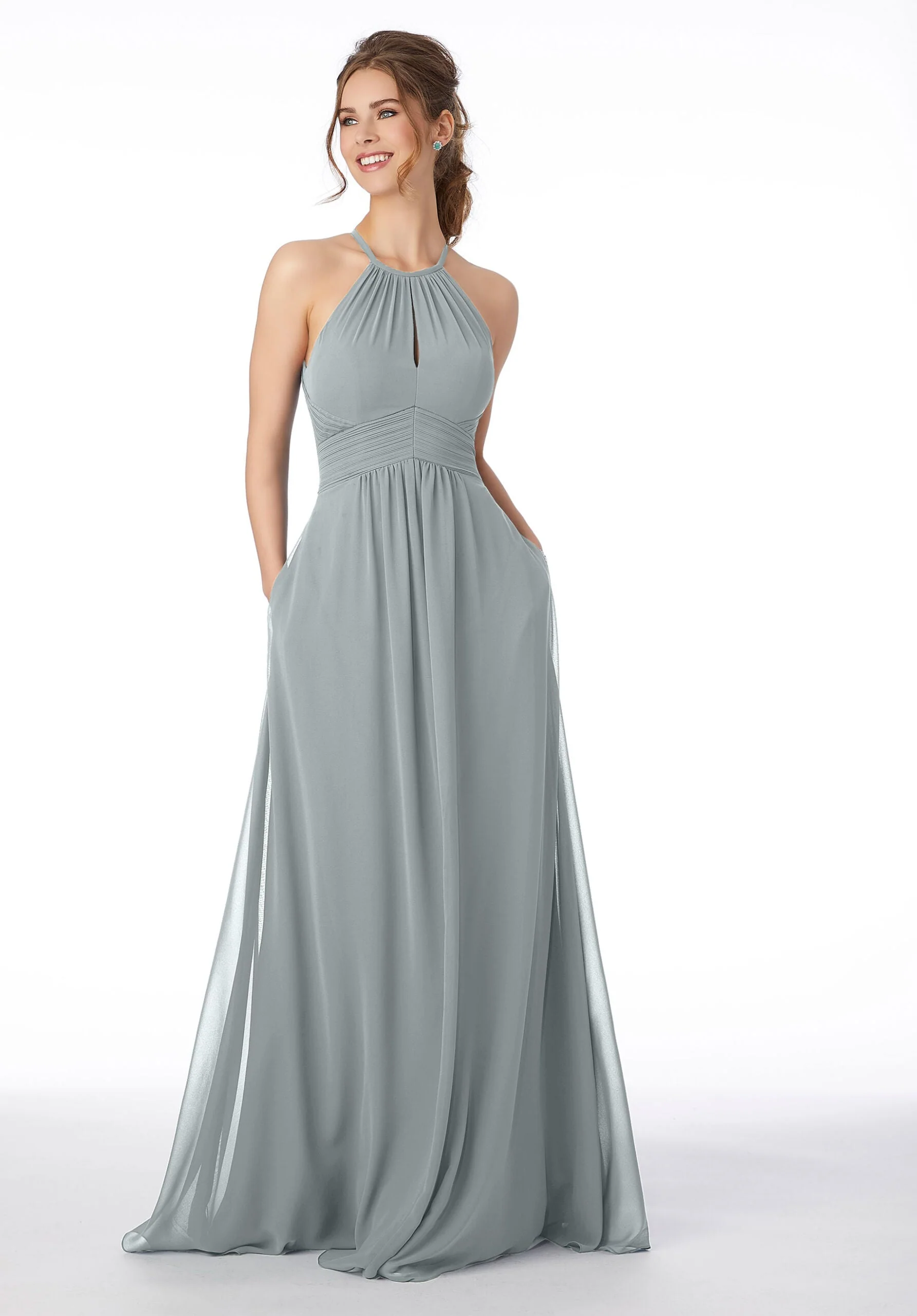 High Neck Keyhole Back Bridesmaid Dress - Image 22