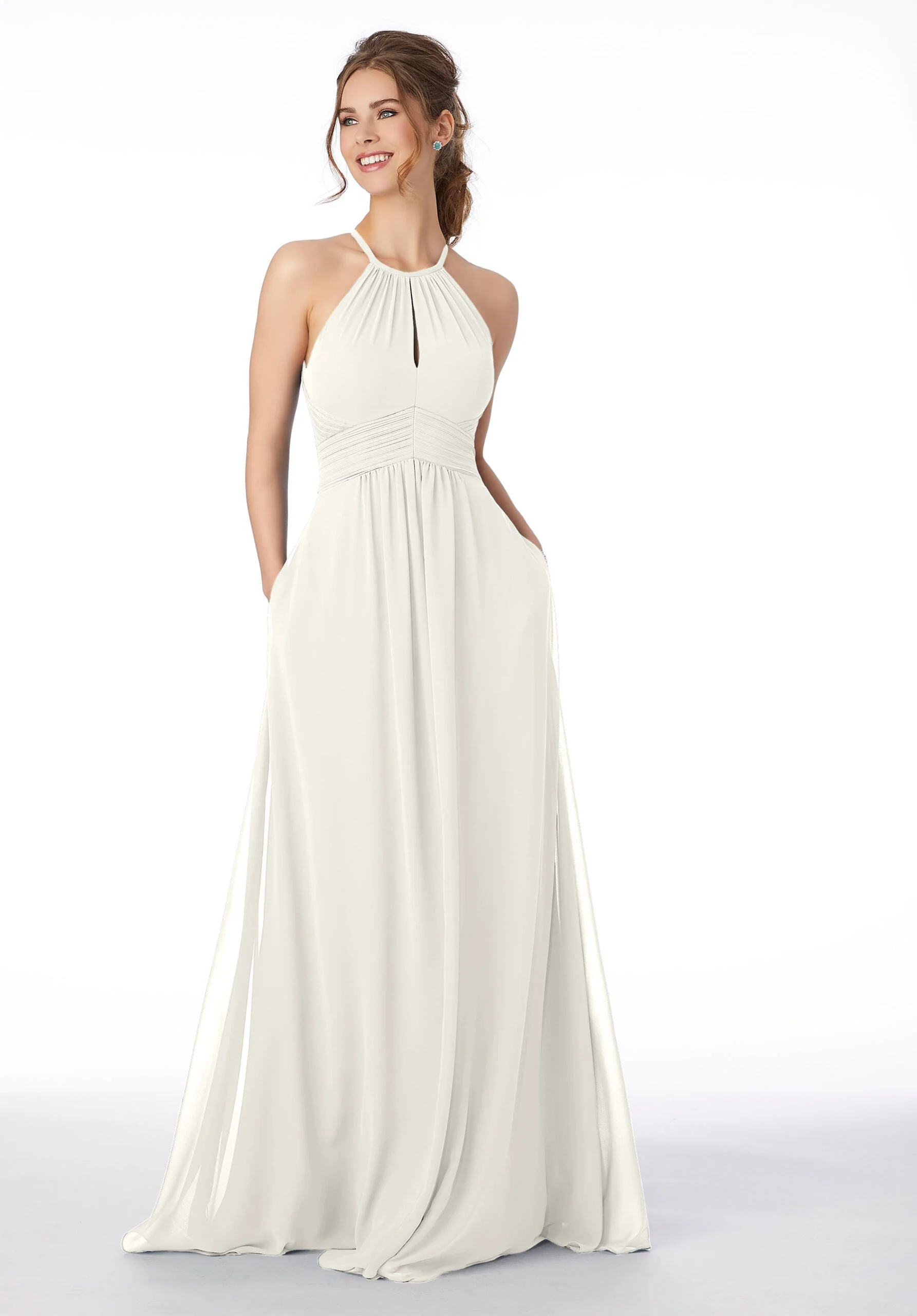 High Neck Keyhole Back Bridesmaid Dress - Image 4