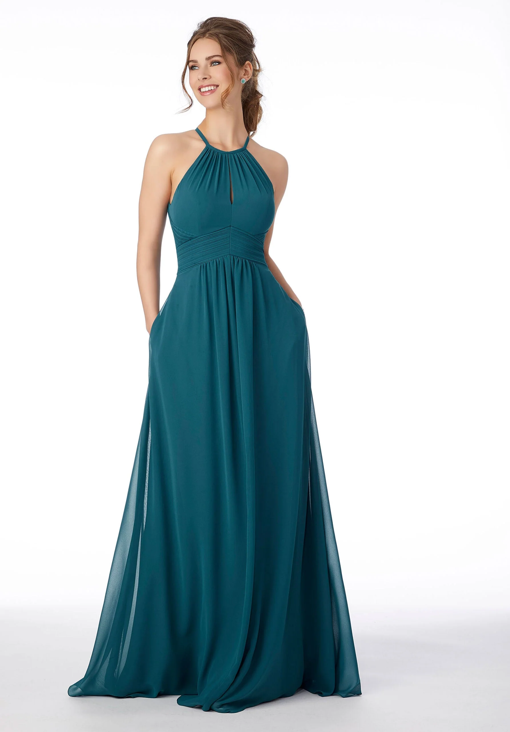 High Neck Keyhole Back Bridesmaid Dress - Image 45