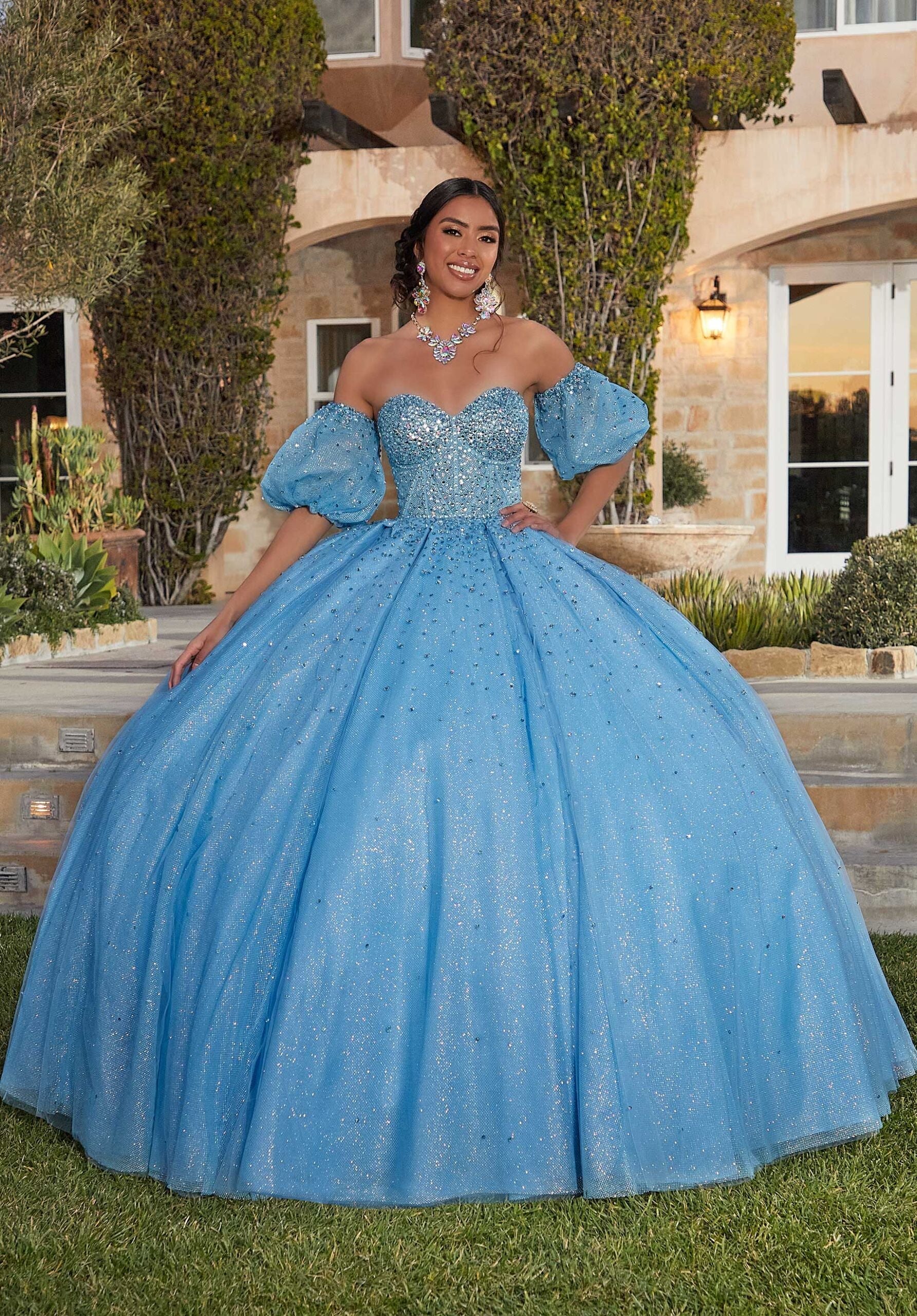 Jewel Beaded Quinceañera Dress with Corset Bodice - Image 4