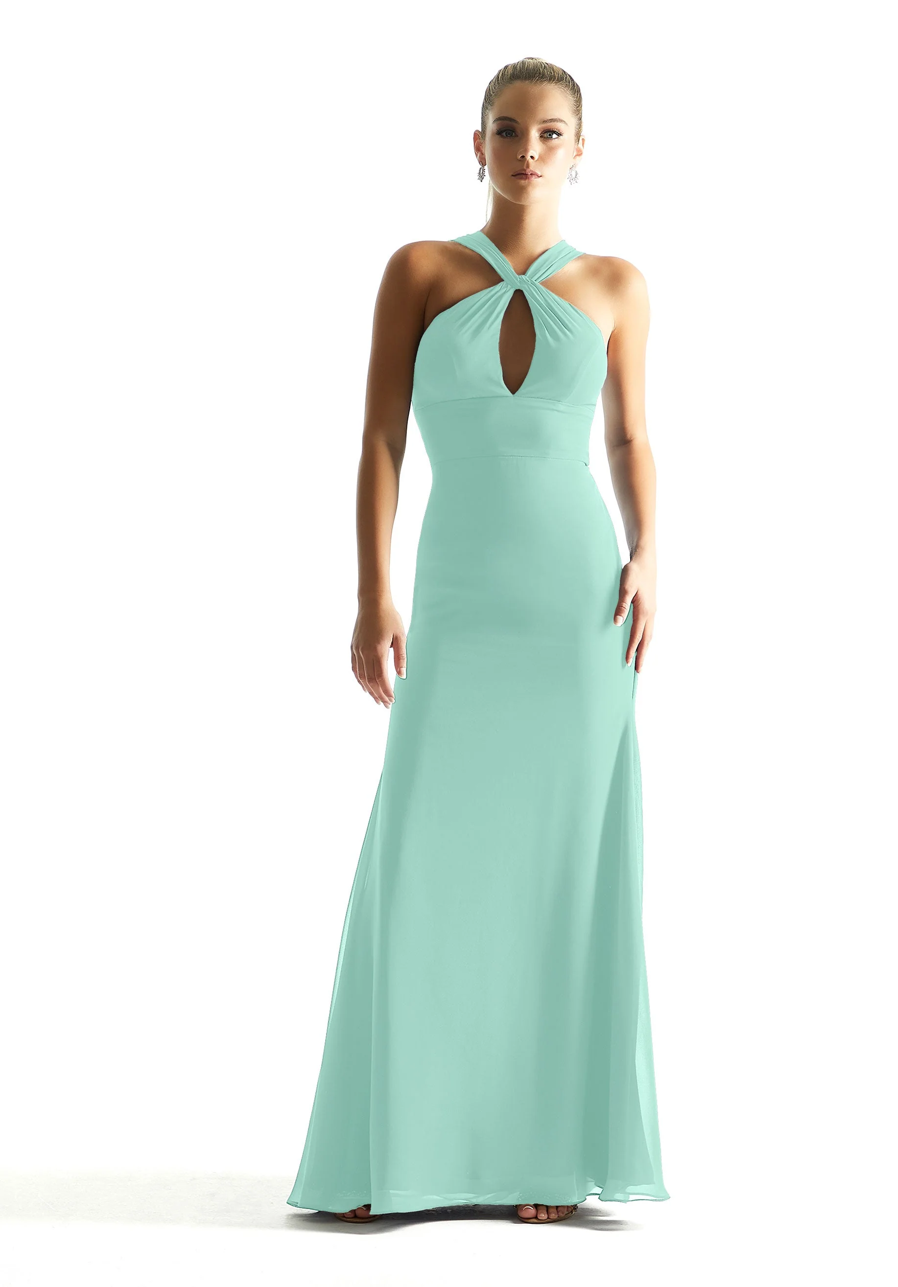Keyhole Bodice Chiffon Bridesmaid Dress - Image 39