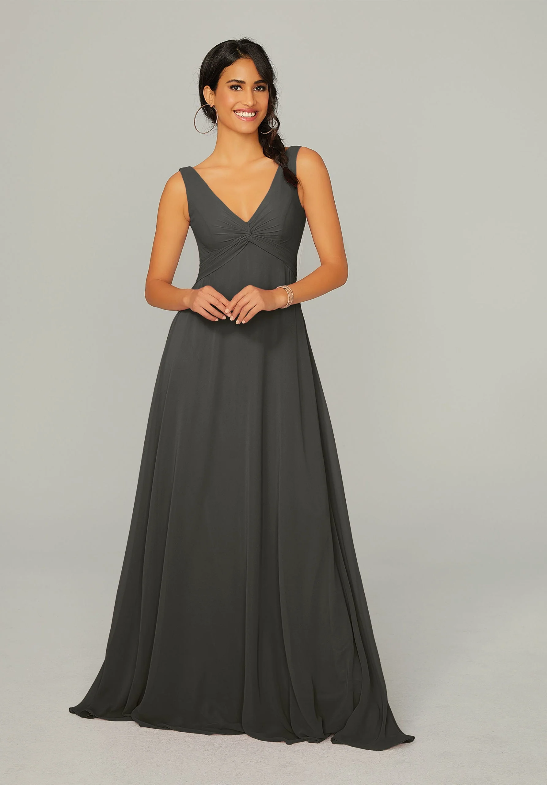 Knotted Bodice Chiffon Bridesmaid Dress - Image 20