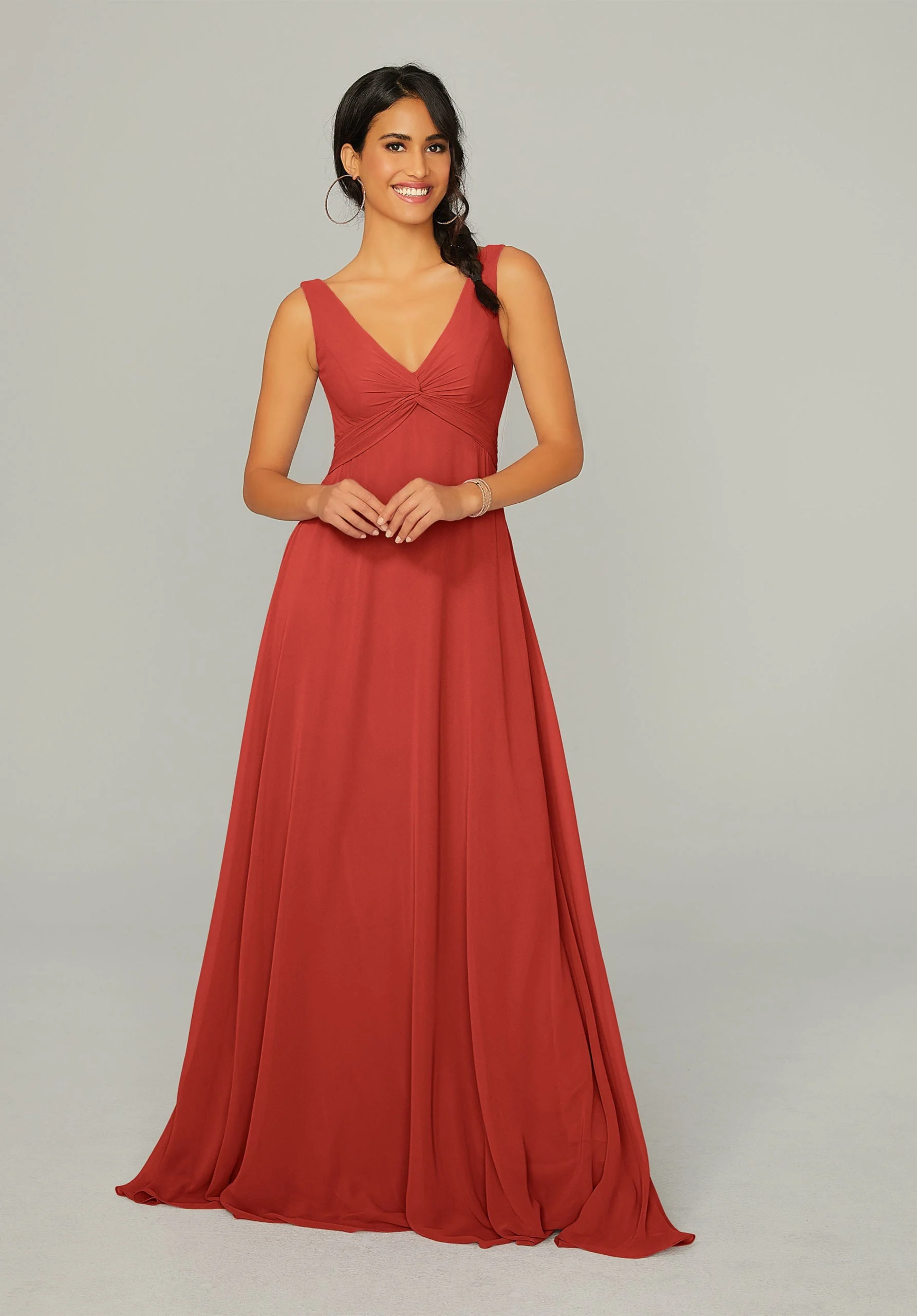 Knotted Bodice Chiffon Bridesmaid Dress - Image 21
