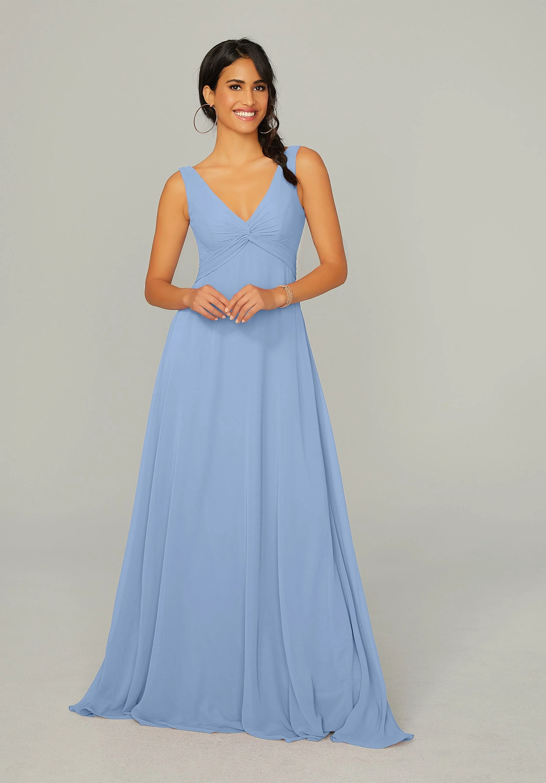 Knotted Bodice Chiffon Bridesmaid Dress - Image 23