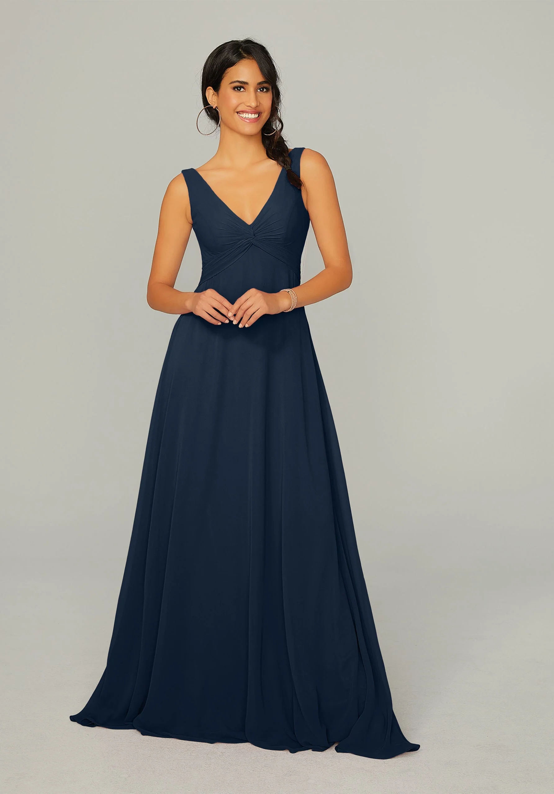 Knotted Bodice Chiffon Bridesmaid Dress - Image 38