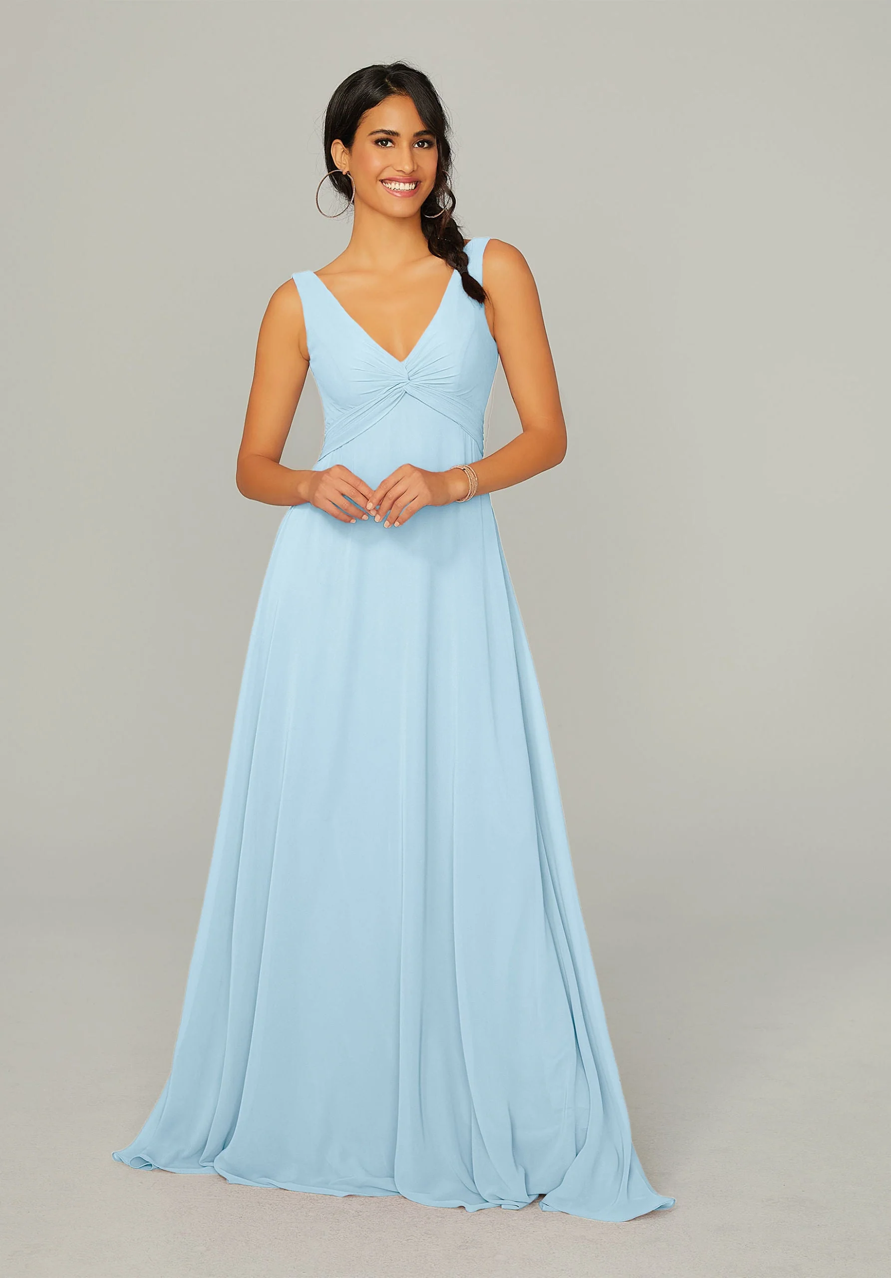 Knotted Bodice Chiffon Bridesmaid Dress - Image 46
