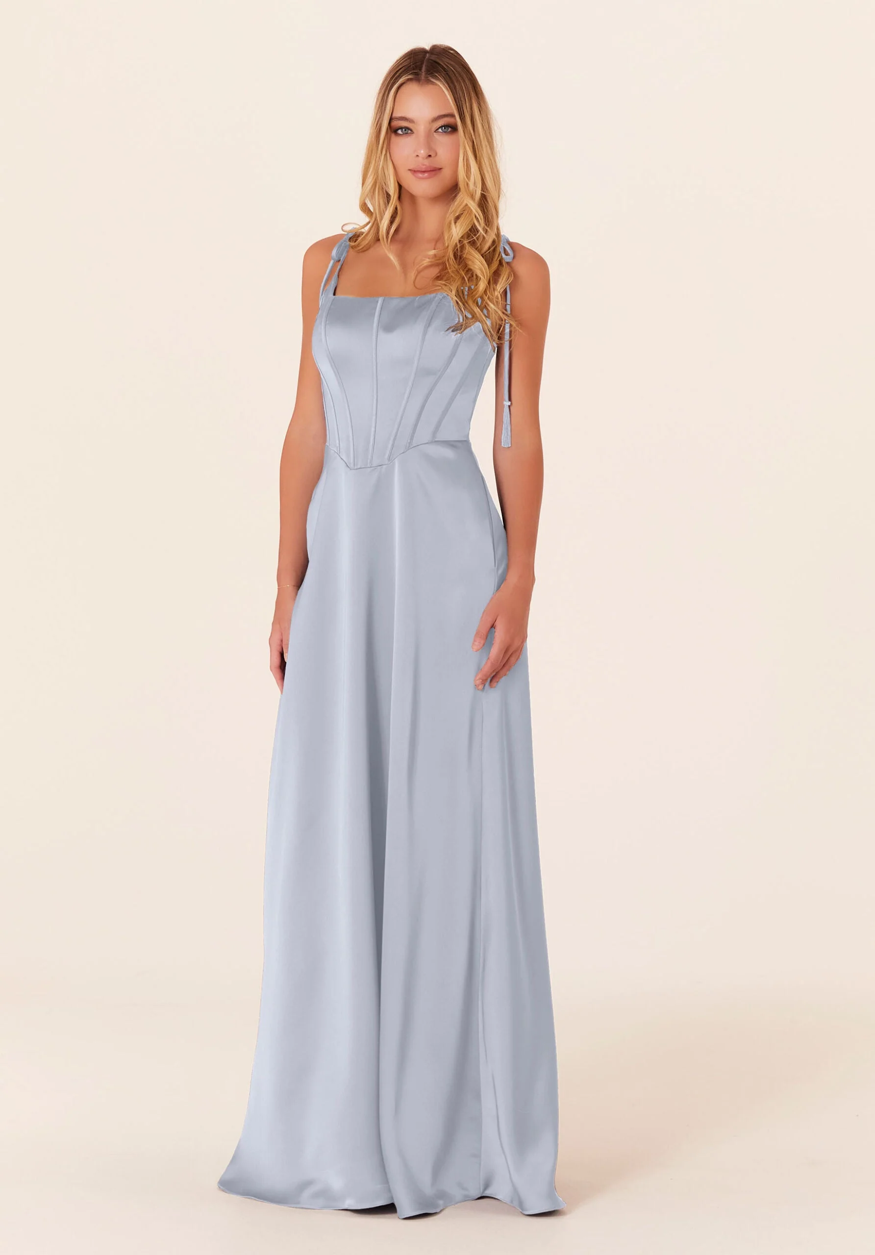 Luxe Satin Bridesmaid Dress with Corset Bodice - Image 5