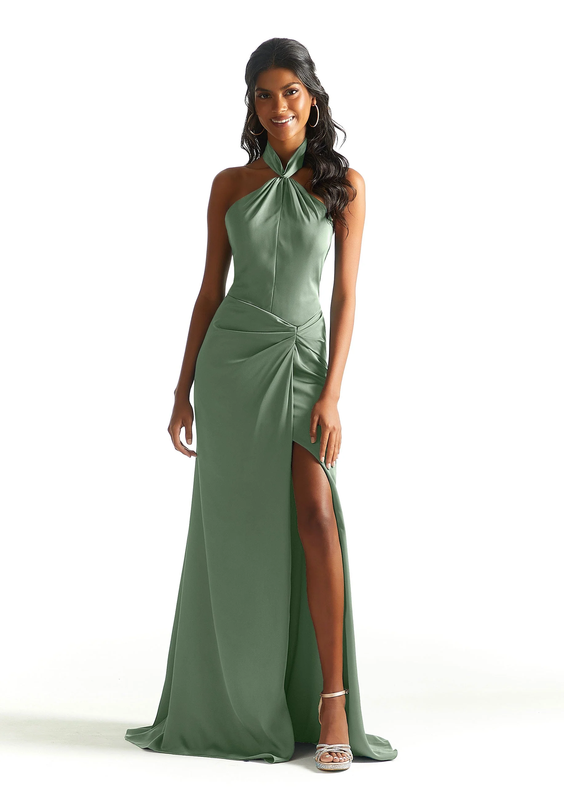 Luxe Satin Twisted Halter Bridesmaid Dress - Image 16