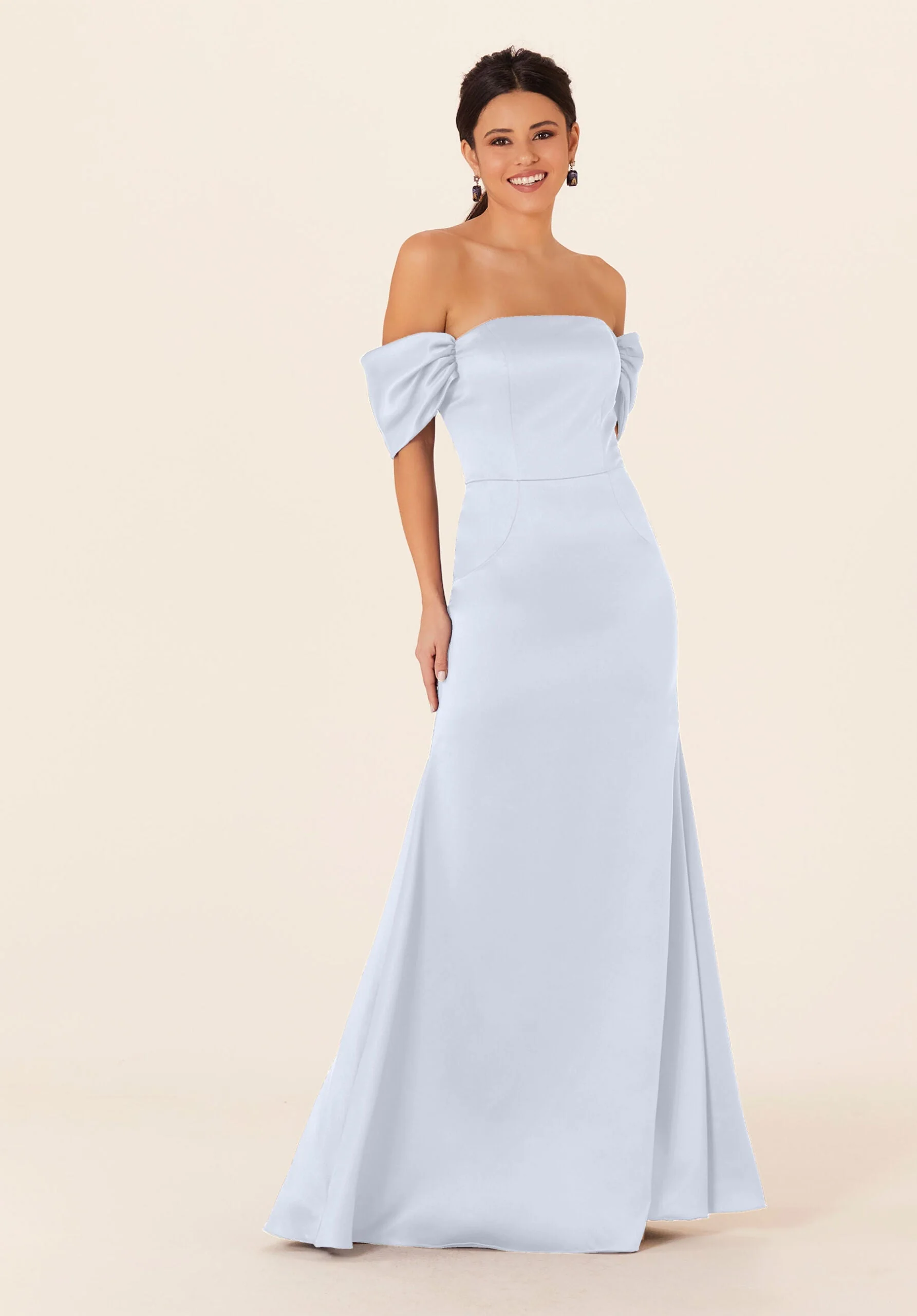 Off The Shoulder Satin Bridesmaid Dress - Image 11