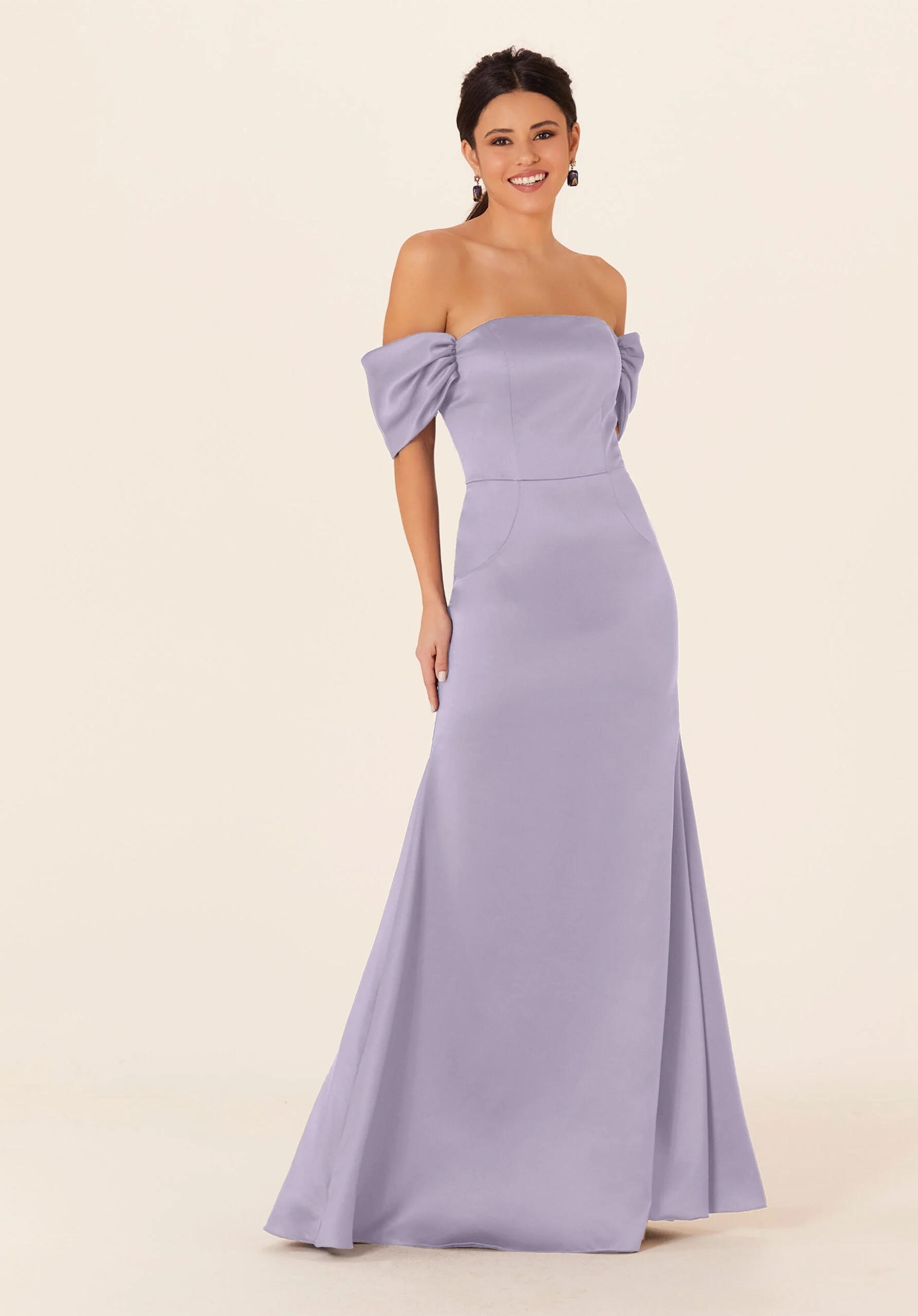 Off The Shoulder Satin Bridesmaid Dress - Image 24