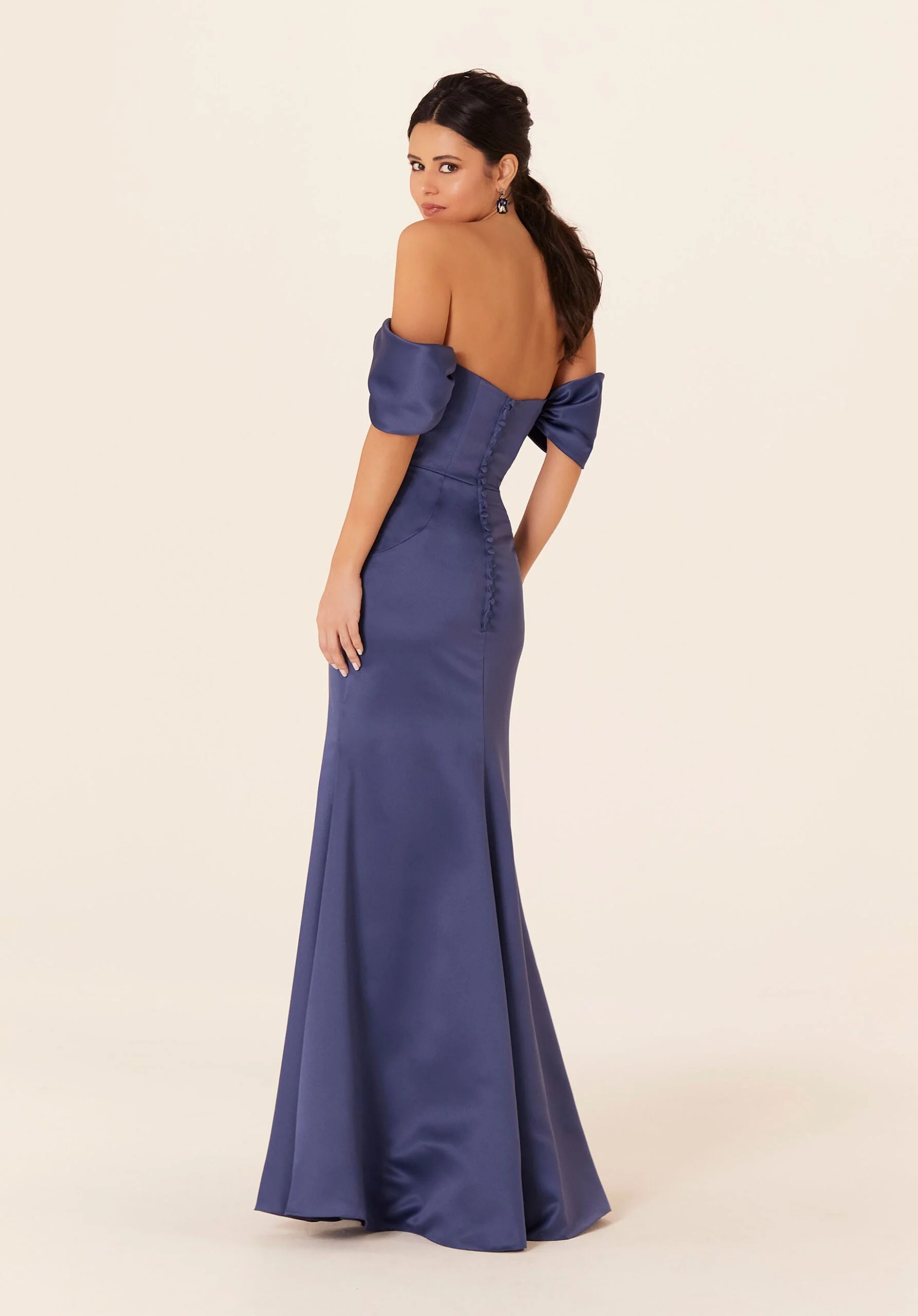 Off The Shoulder Satin Bridesmaid Dress - Image 3