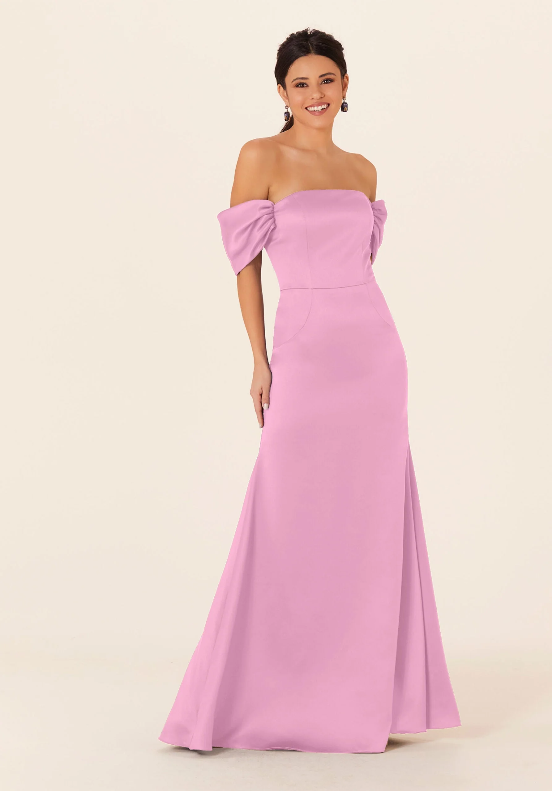Off The Shoulder Satin Bridesmaid Dress - Image 32