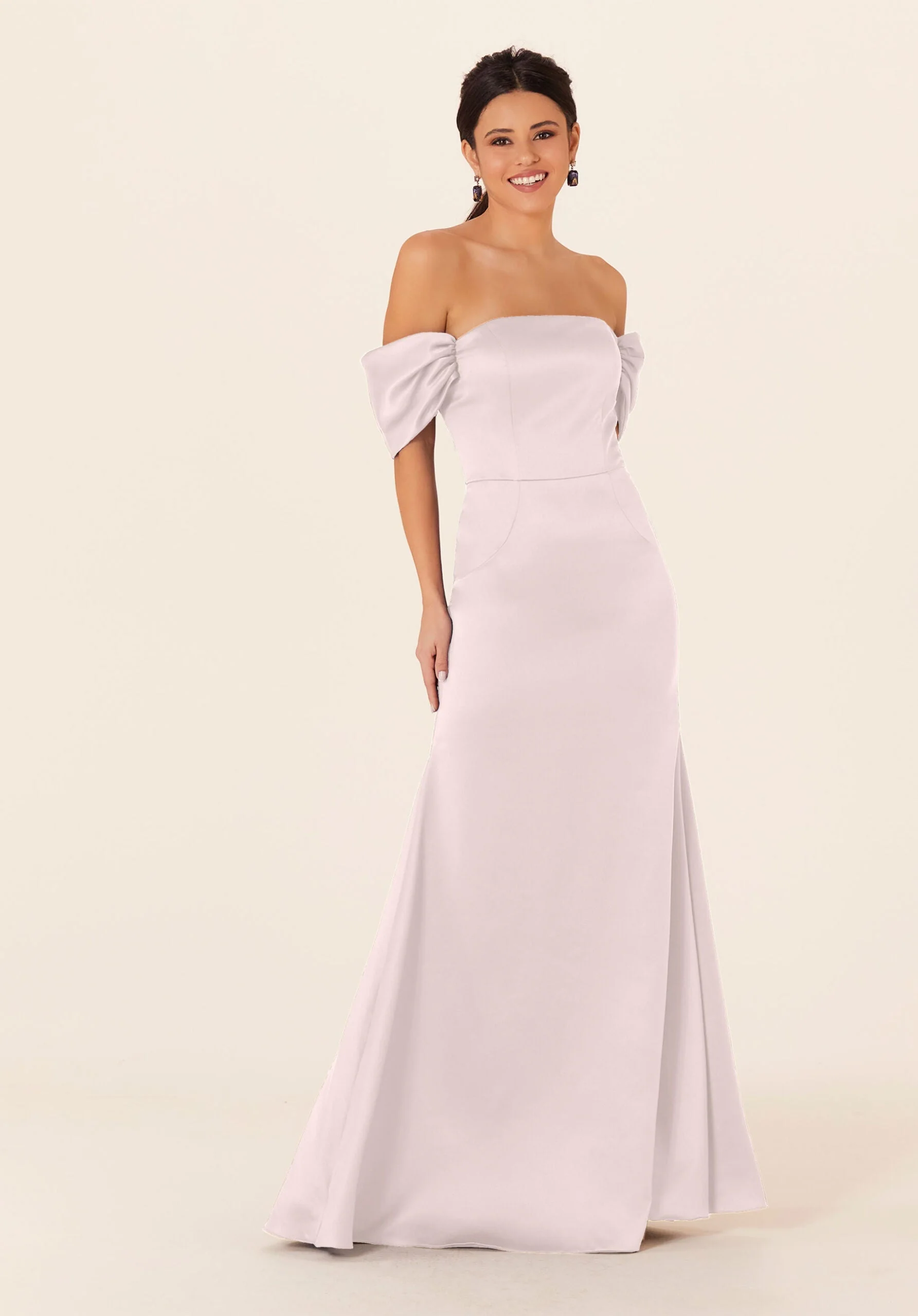 Off The Shoulder Satin Bridesmaid Dress - Image 5