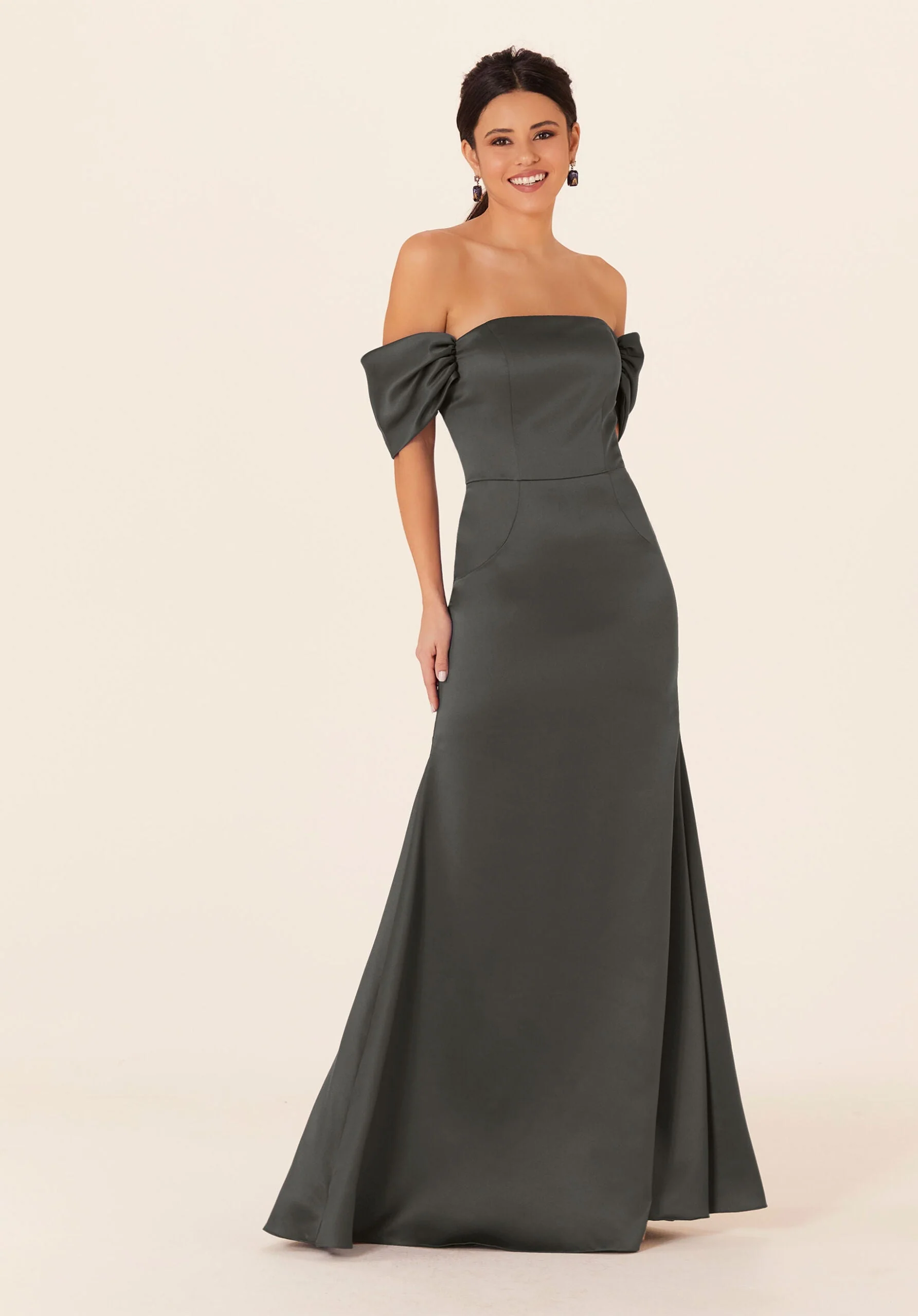 Off The Shoulder Satin Bridesmaid Dress - Image 53