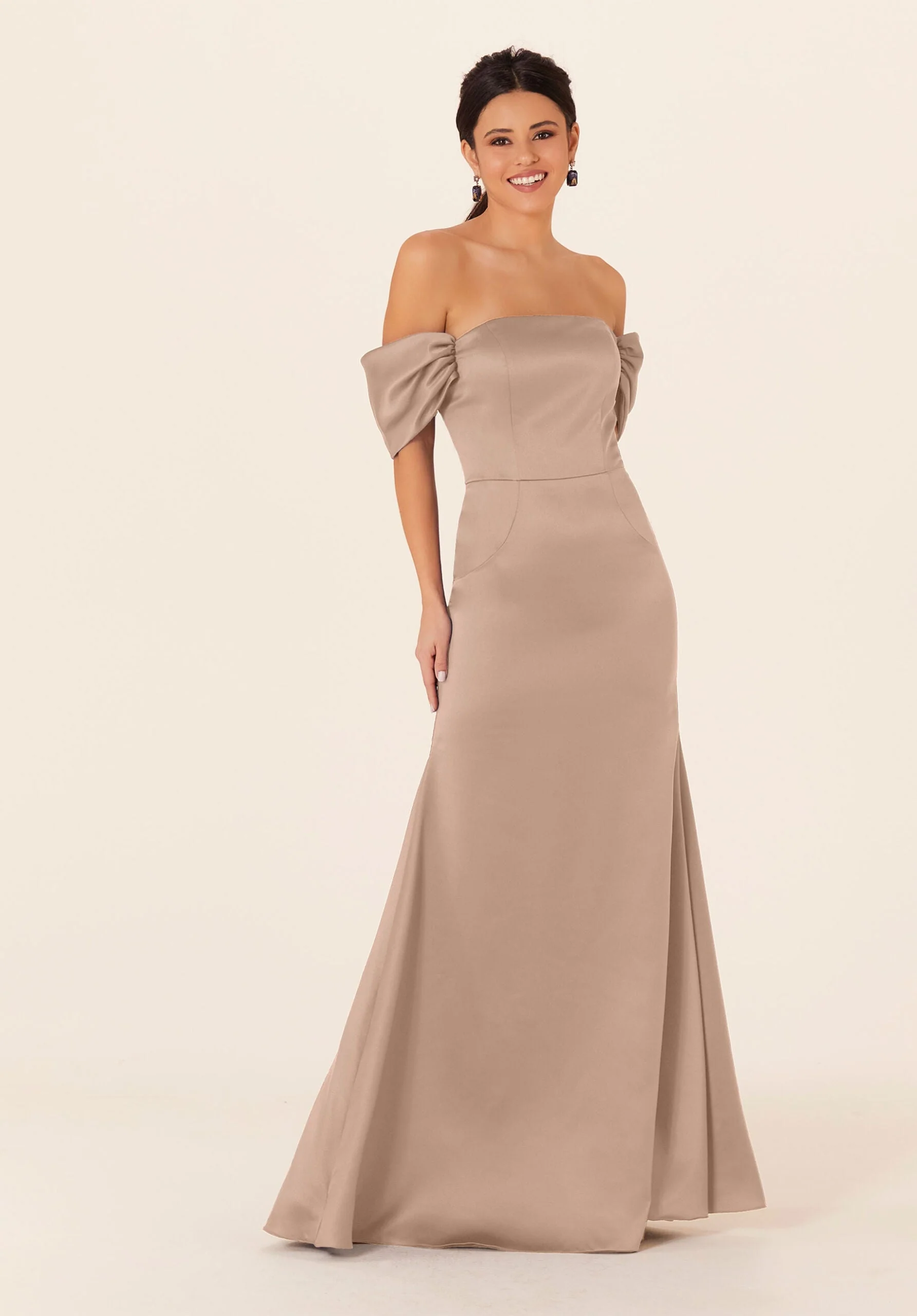 Off The Shoulder Satin Bridesmaid Dress - Image 8