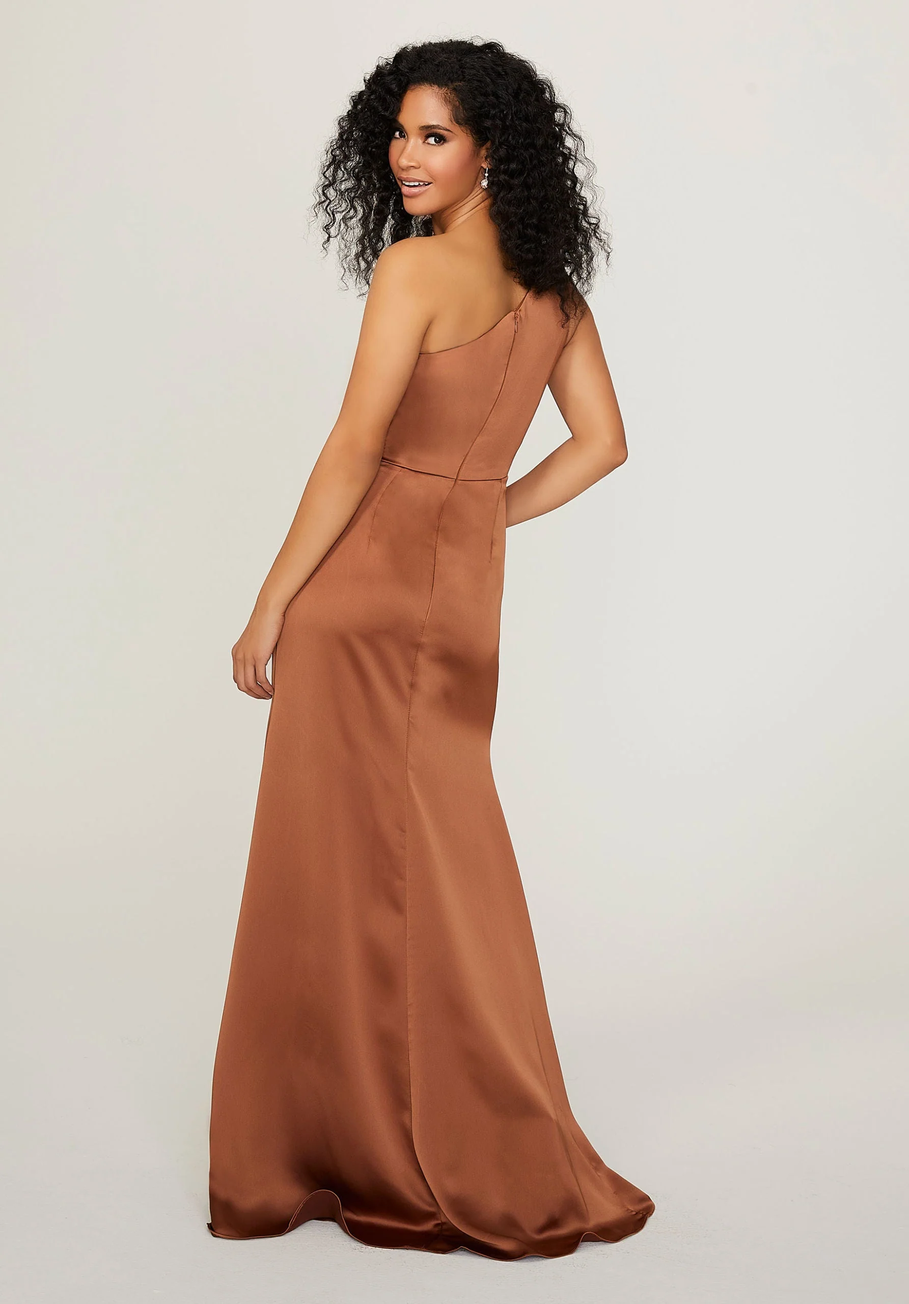 One Shoulder Silky Satin Bridesmaid Dress - Image 3