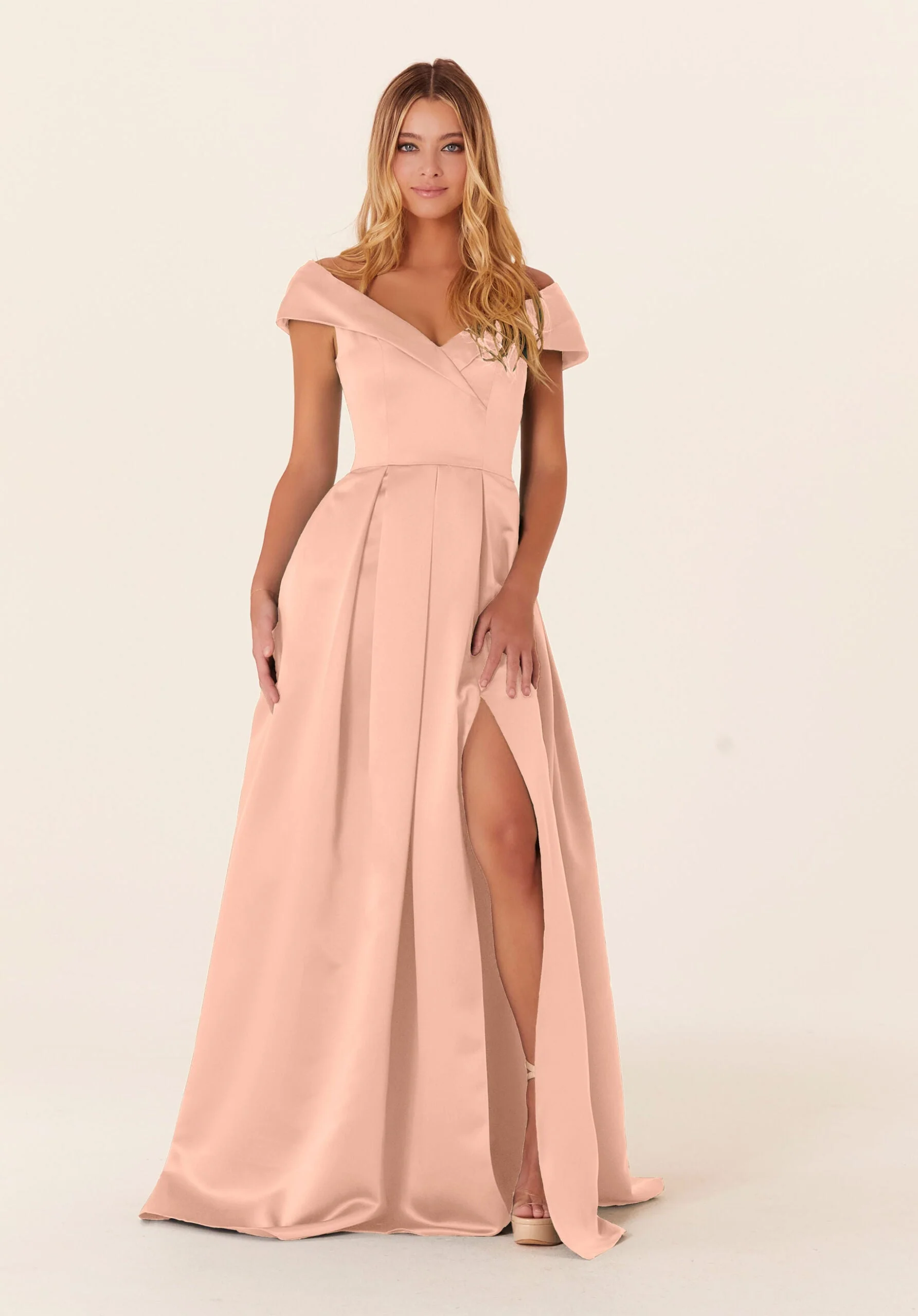 Pleated Satin A-line Bridesmaid Dress - Image 10