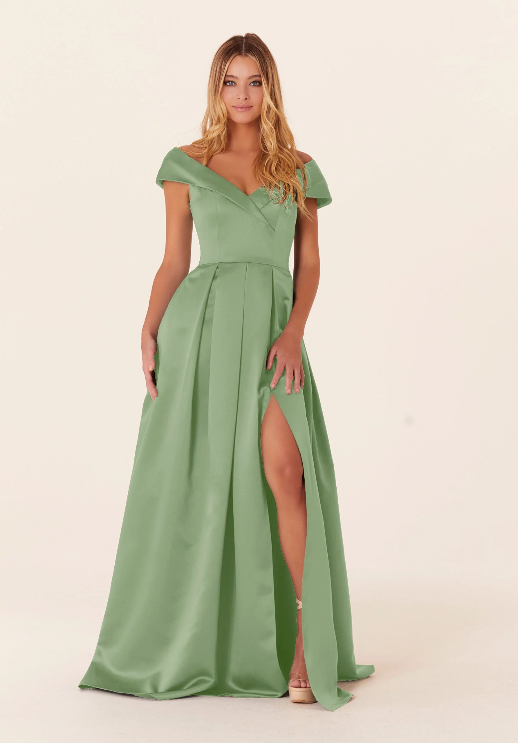 Pleated Satin A-line Bridesmaid Dress - Image 26