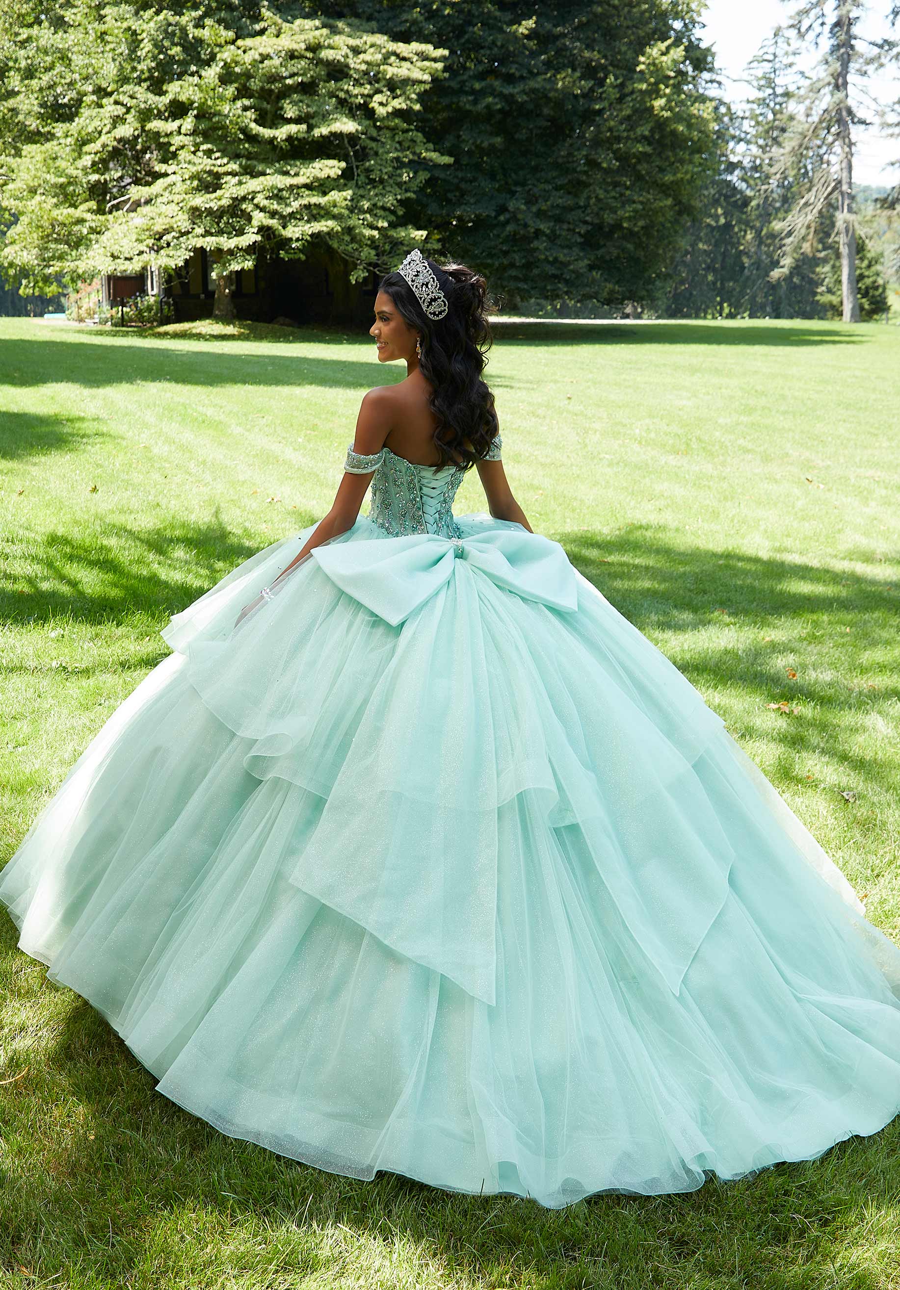 Rhinestone and Crystal Beaded Corset Bodice Quinceañera Dress - Image 6