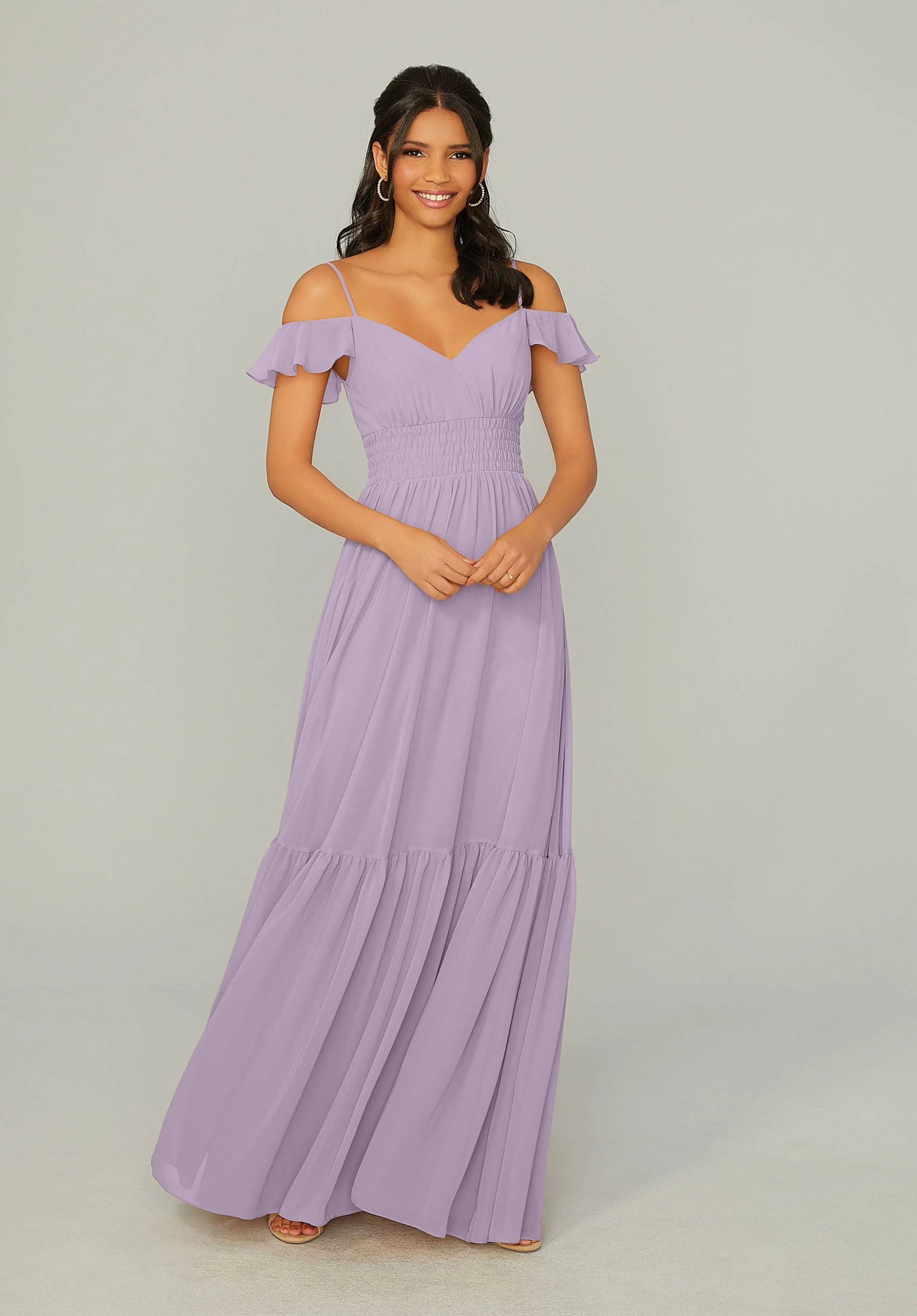 Ruched Keyhole Back Chiffon Bridesmaid Dress - Image 33