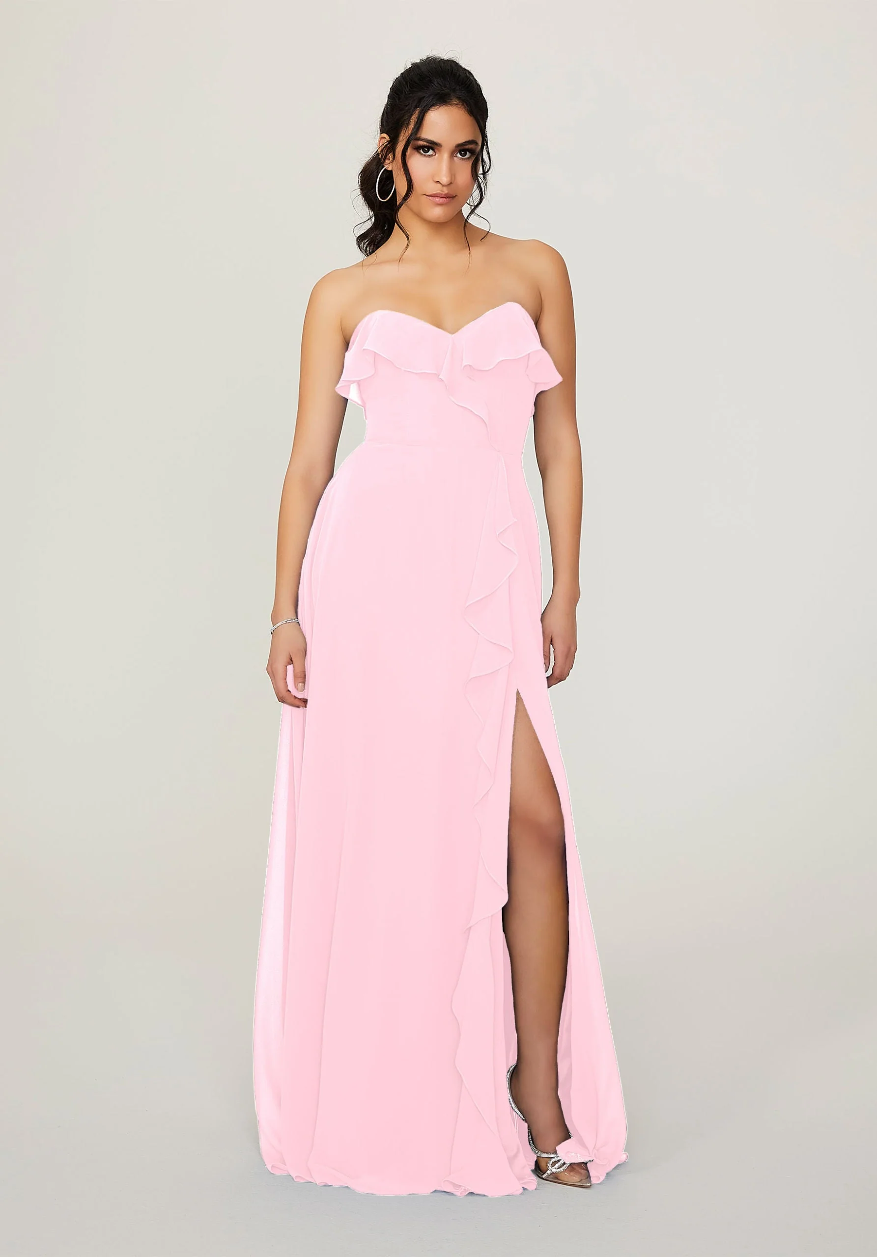 Ruffled Chiffon Strapless Bridesmaid Dress - Image 23