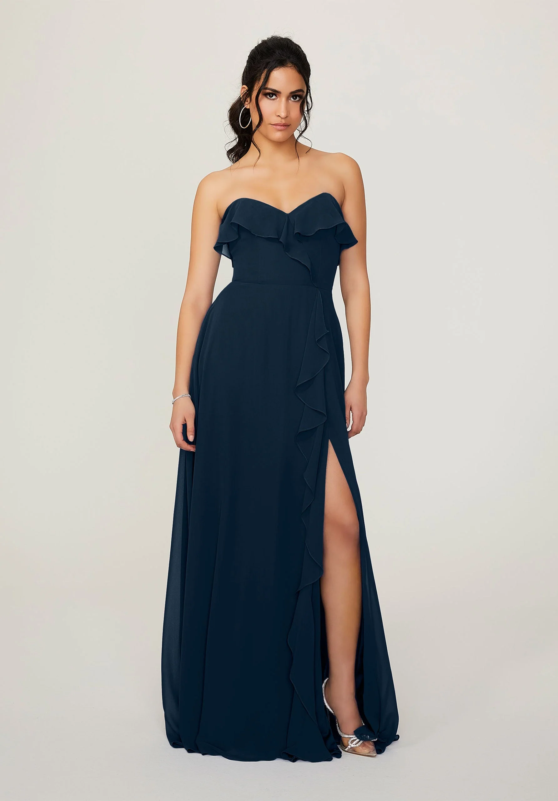 Ruffled Chiffon Strapless Bridesmaid Dress - Image 46