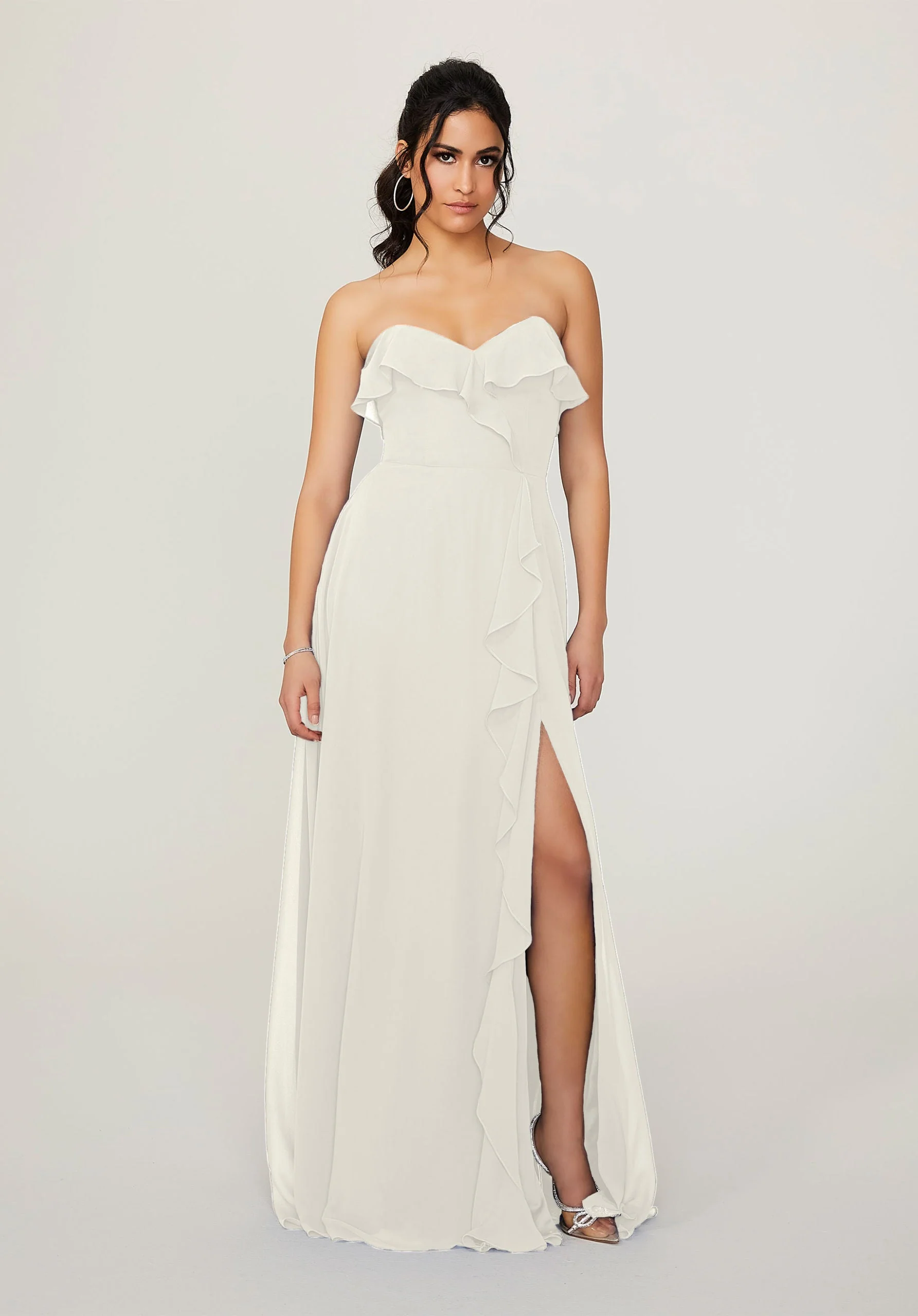 Ruffled Chiffon Strapless Bridesmaid Dress - Image 5