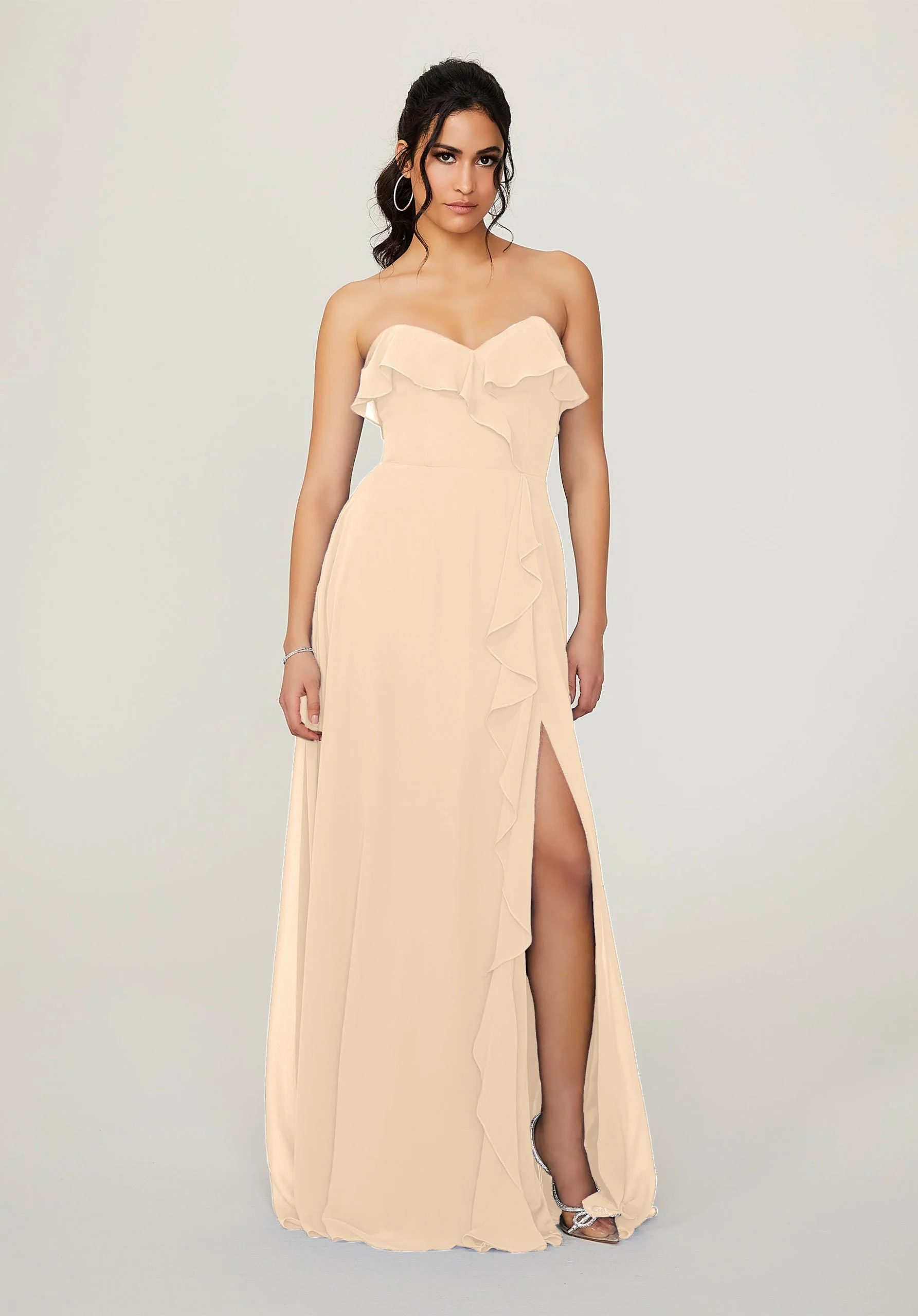 Ruffled Chiffon Strapless Bridesmaid Dress - Image 50