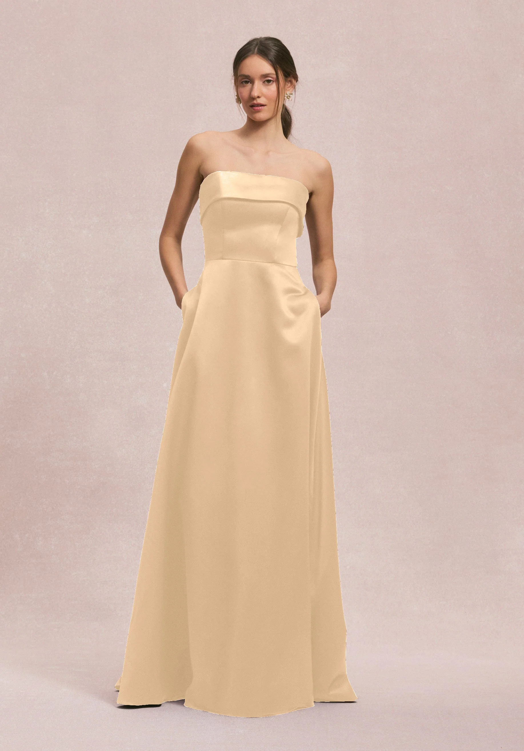 Satin A-Line Bridesmaid Dress with Cuffed Neckline - Image 12