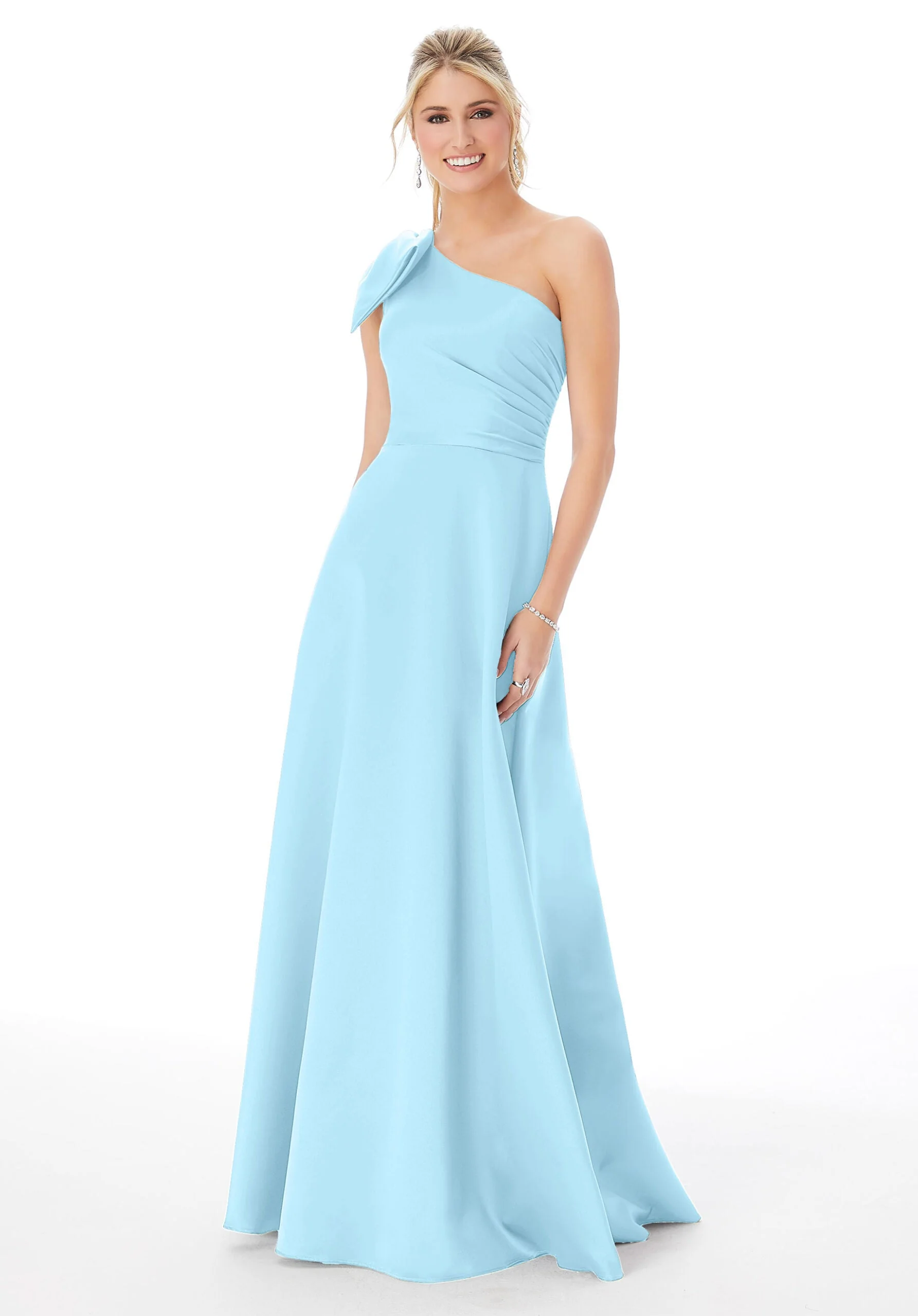 Satin One-Shoulder Bridesmaid Dress - Image 40
