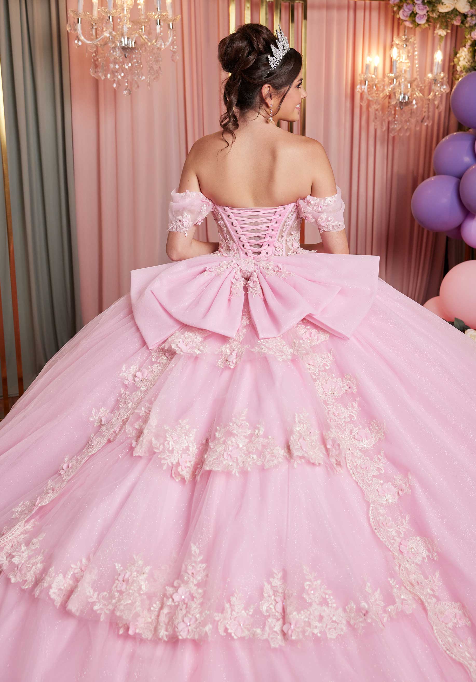 Sheer Sweetheart Quinceañera Dress with Split Skirt and Tiered Back - Image 18