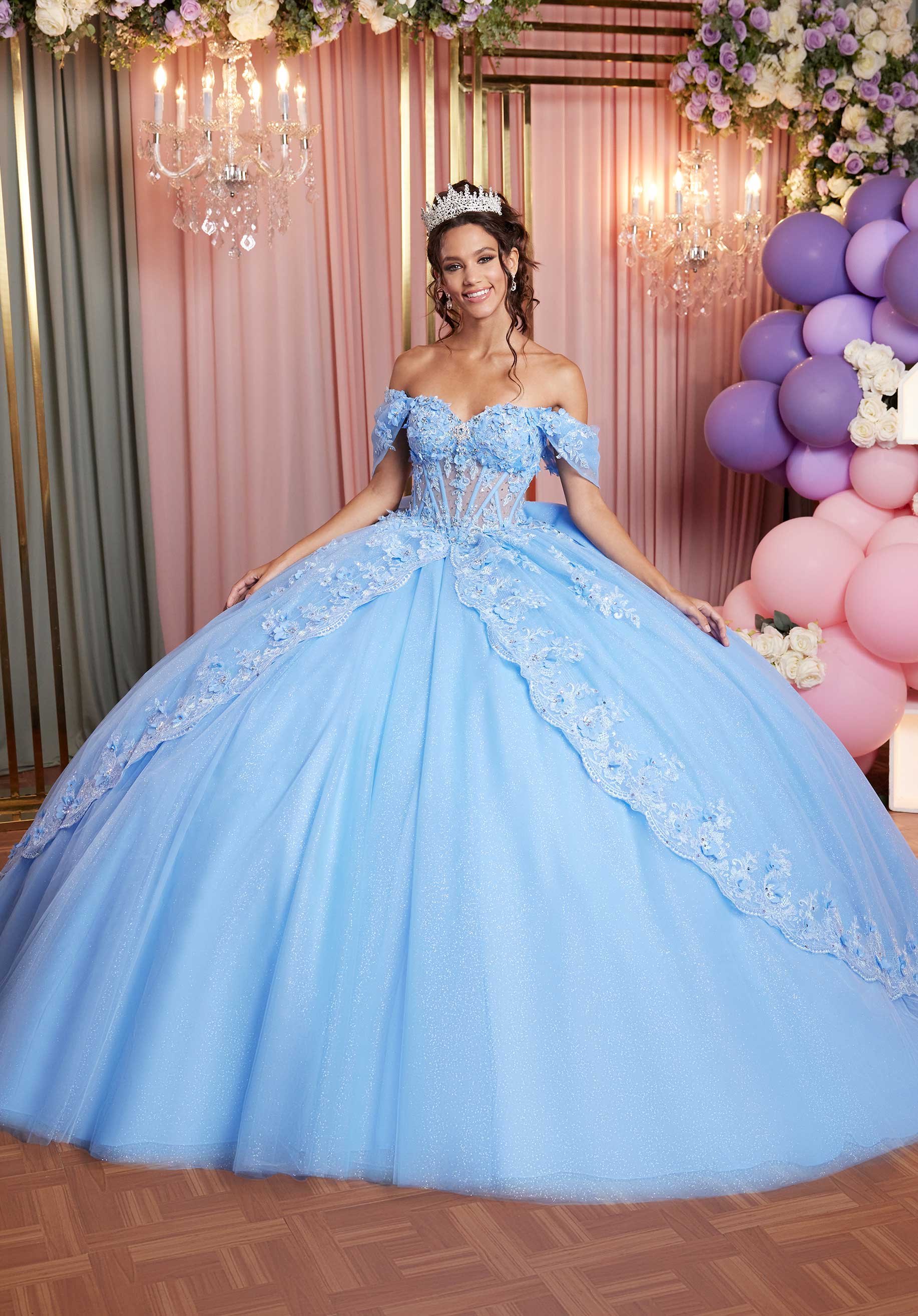 Sheer Sweetheart Quinceañera Dress with Split Skirt and Tiered Back - Image 7