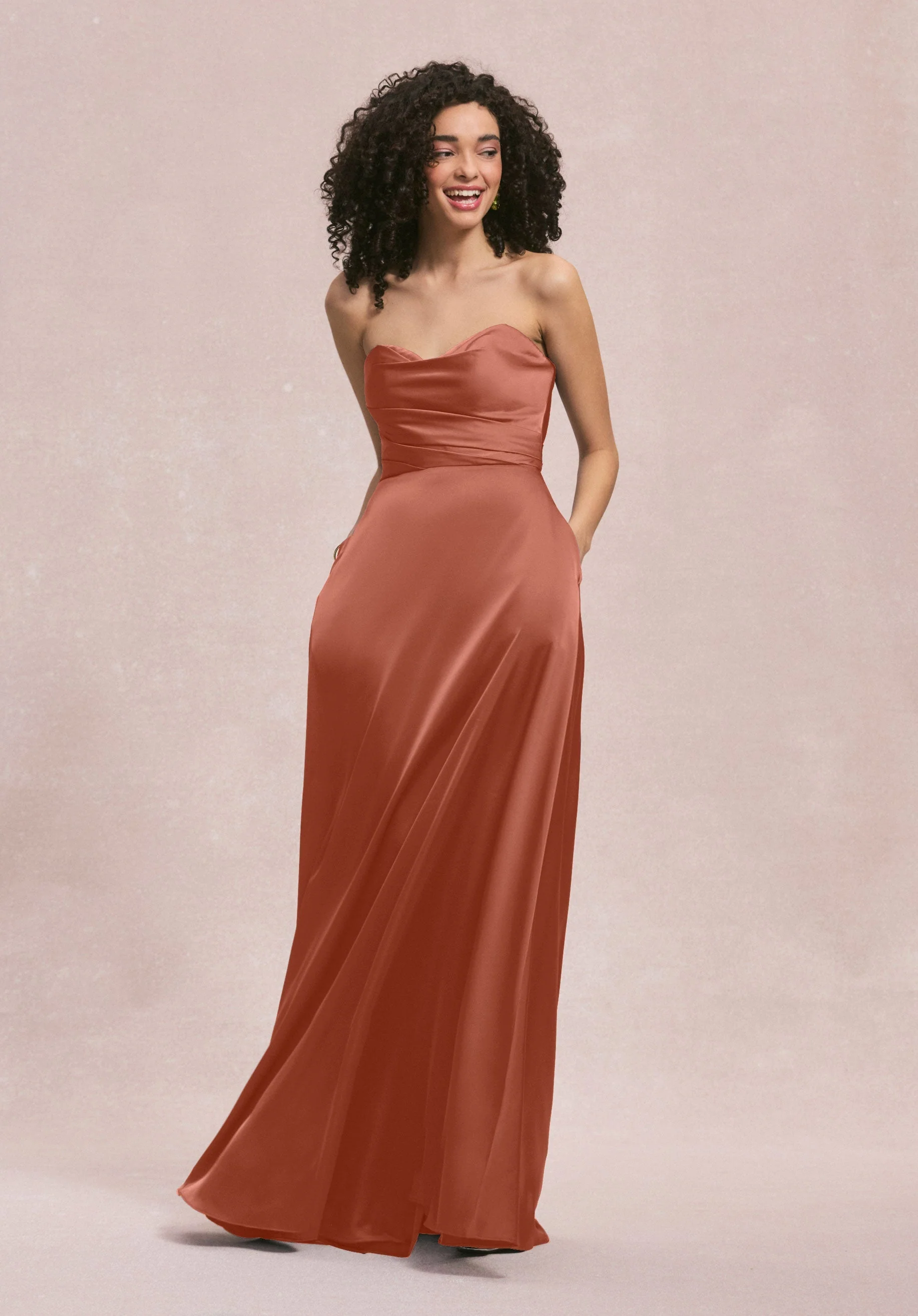 Soft Scoop Luxe Satin Bridesmaid Dress with Pockets - Image 19