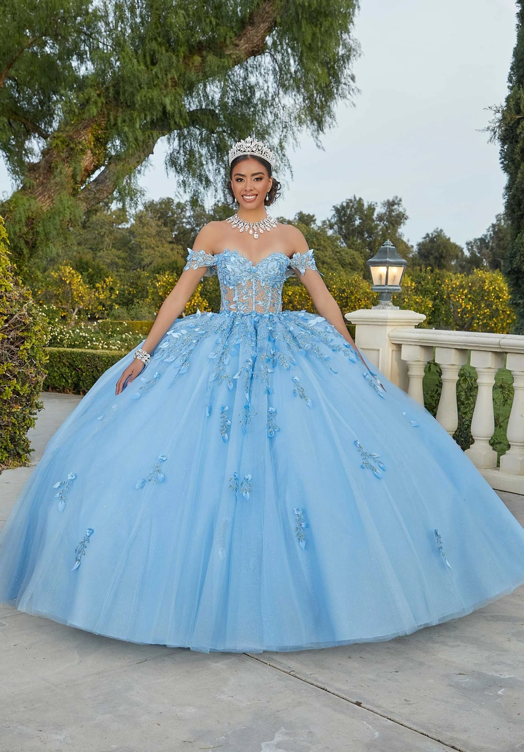 Three-Dimensional Glitter Embroidered Quinceañera Dress - Image 7