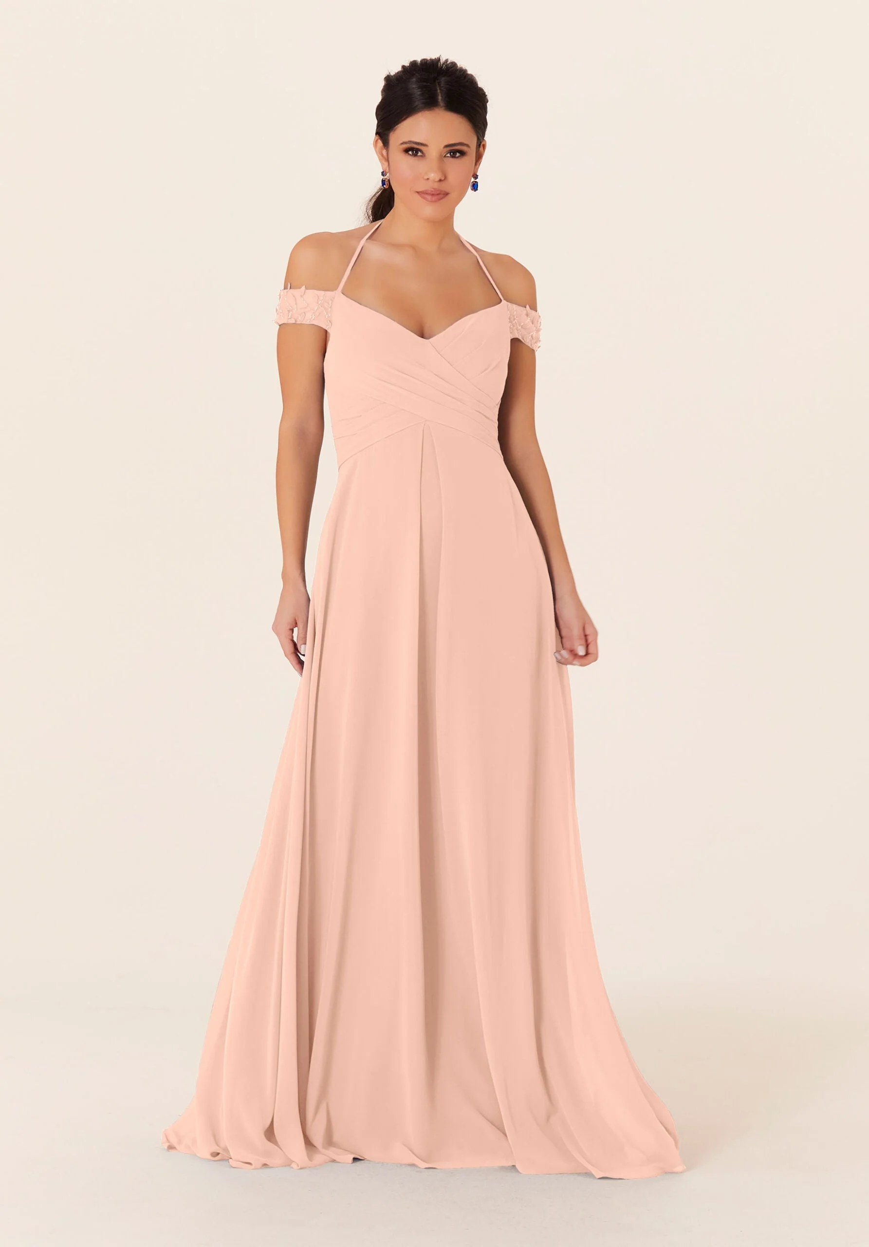 Tied Halter Chiffon Bridesmaid Dress - Image 10