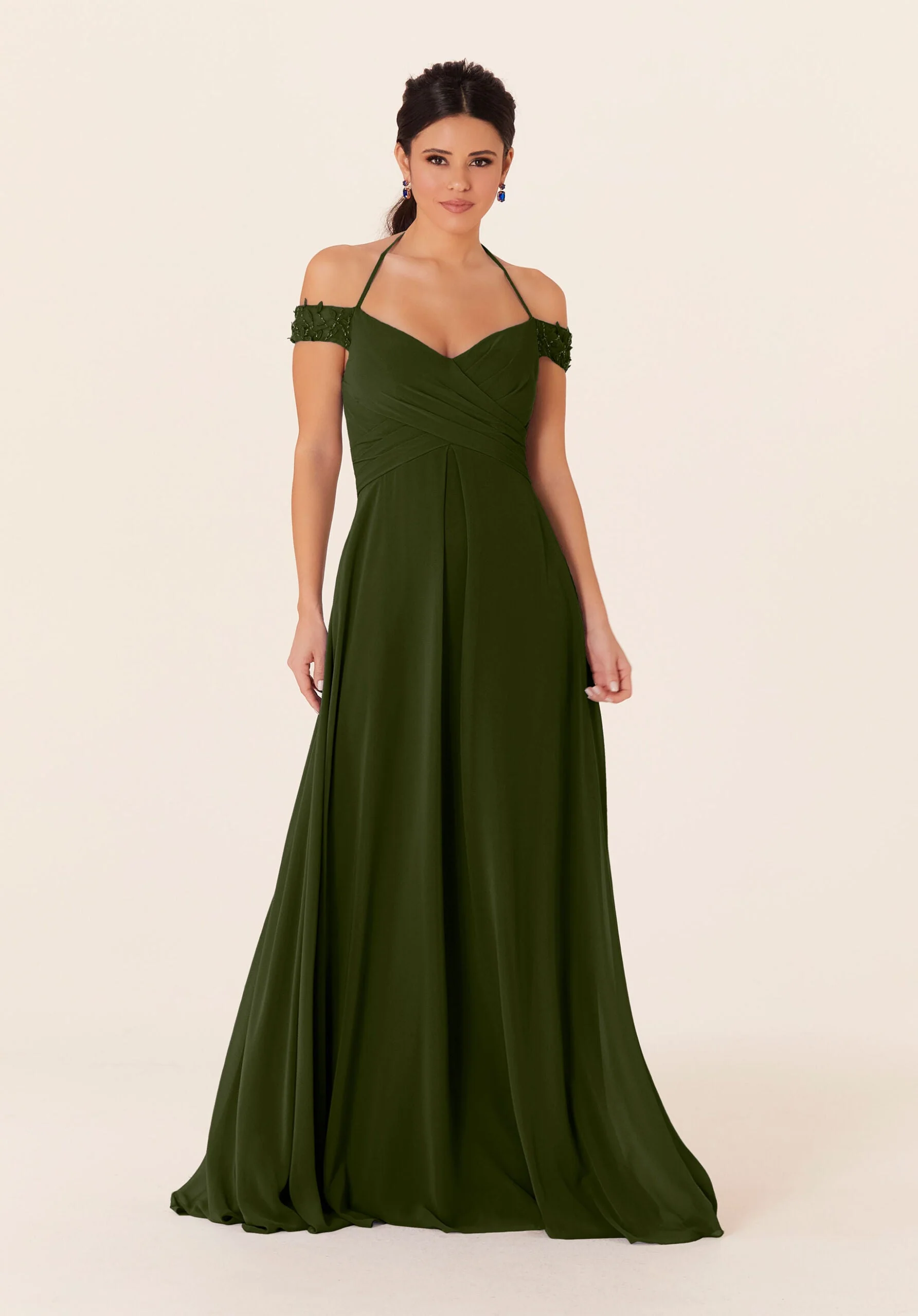 Tied Halter Chiffon Bridesmaid Dress - Image 29
