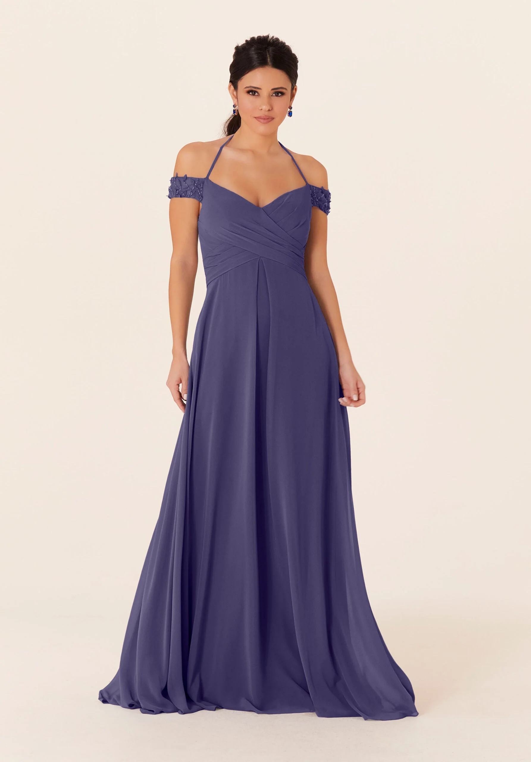 Tied Halter Chiffon Bridesmaid Dress - Image 45