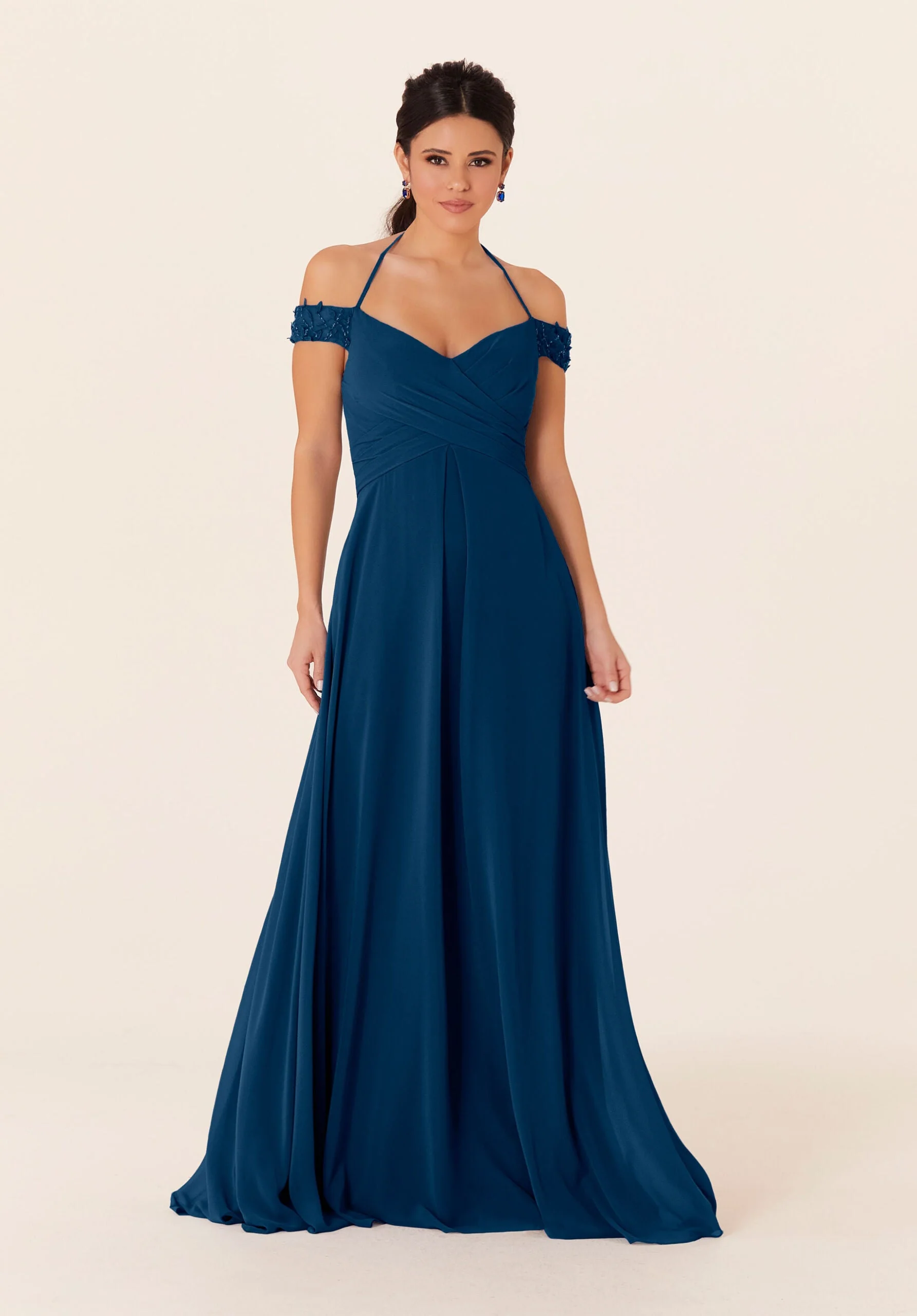 Tied Halter Chiffon Bridesmaid Dress - Image 46