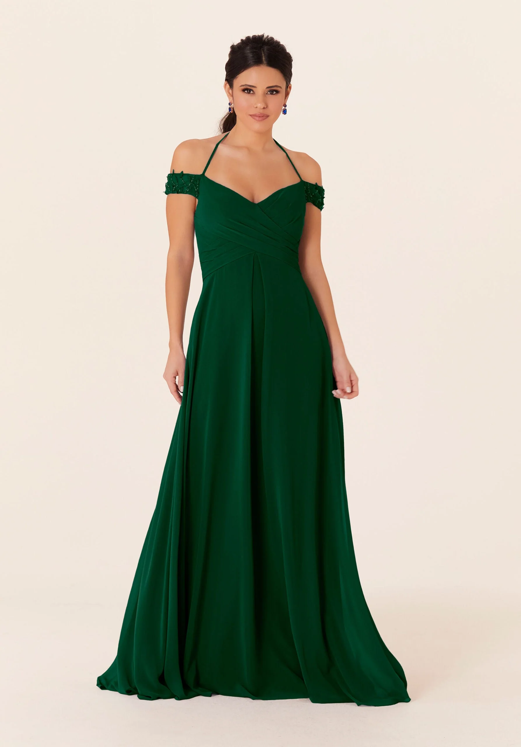 Tied Halter Chiffon Bridesmaid Dress - Image 51