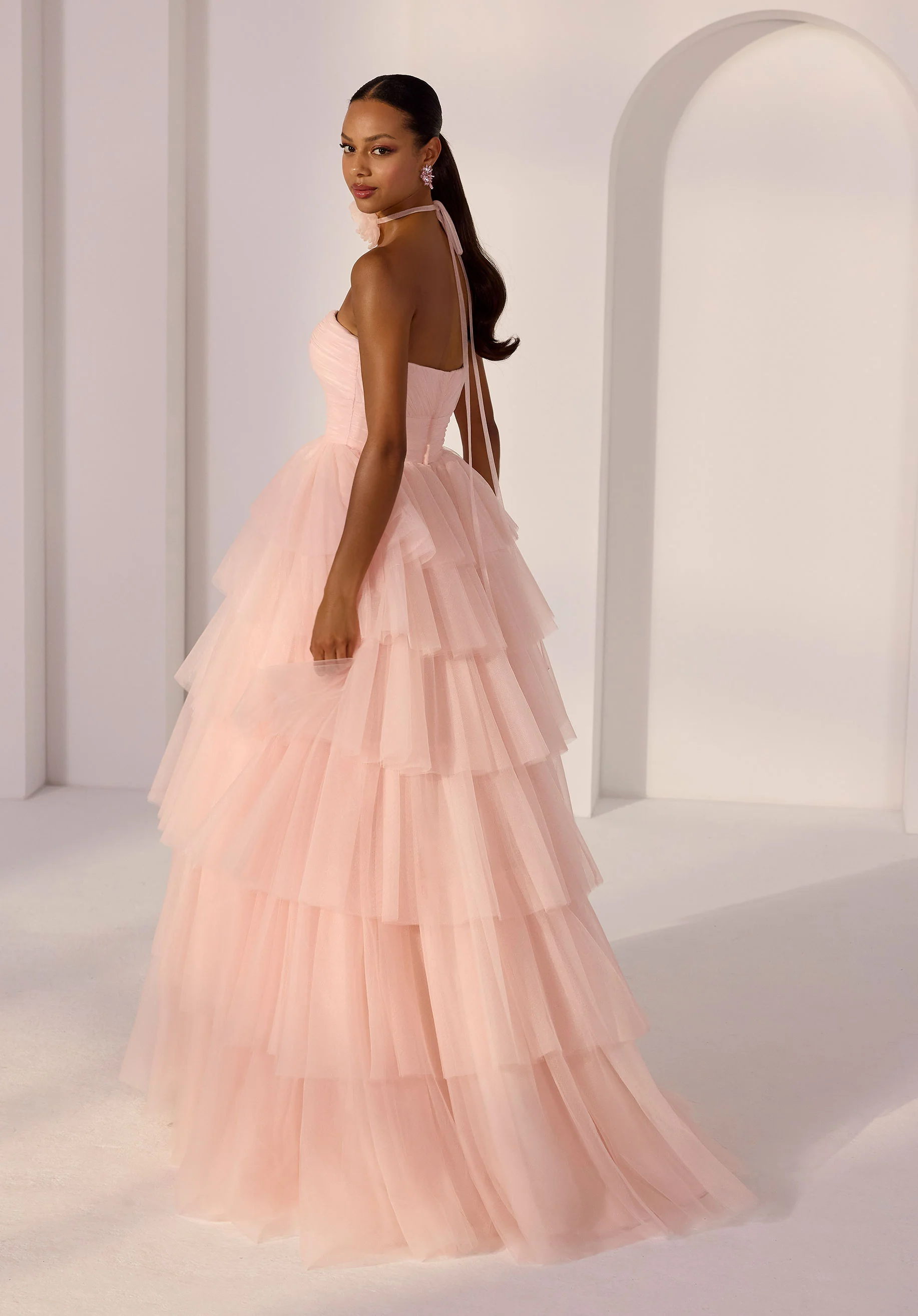 Tiered Tulle A-Line Party Dress with Cutout Bodice - Image 3
