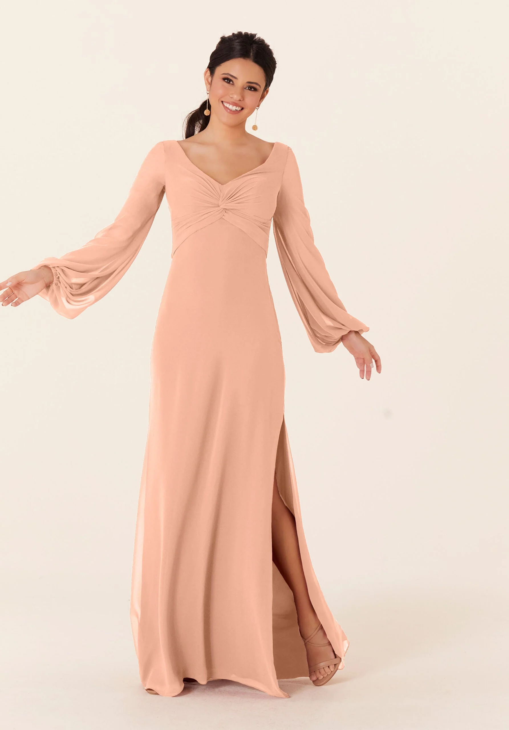 Twist Knot Chiffon Bridesmaid Dress - Image 11