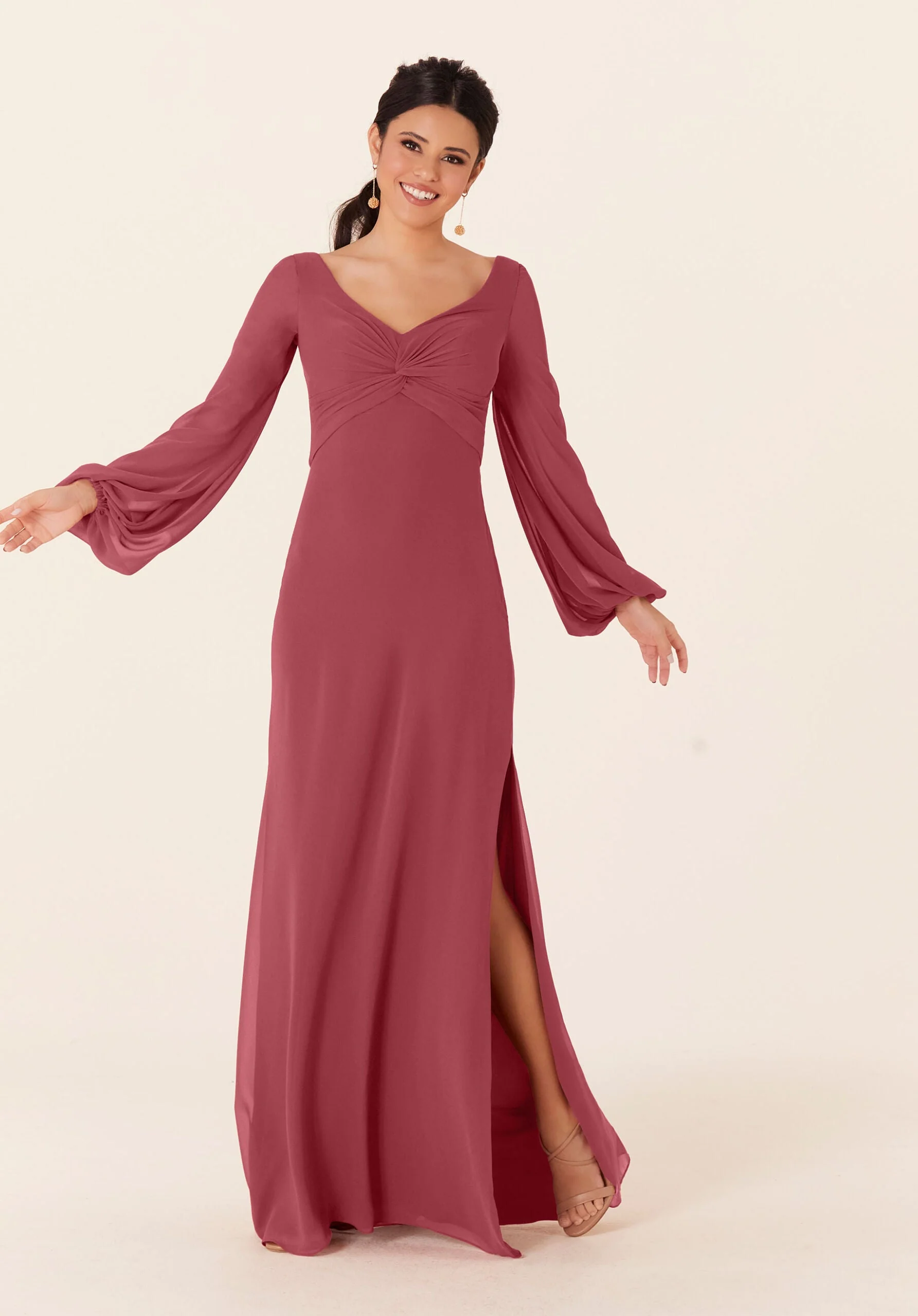 Twist Knot Chiffon Bridesmaid Dress - Image 17